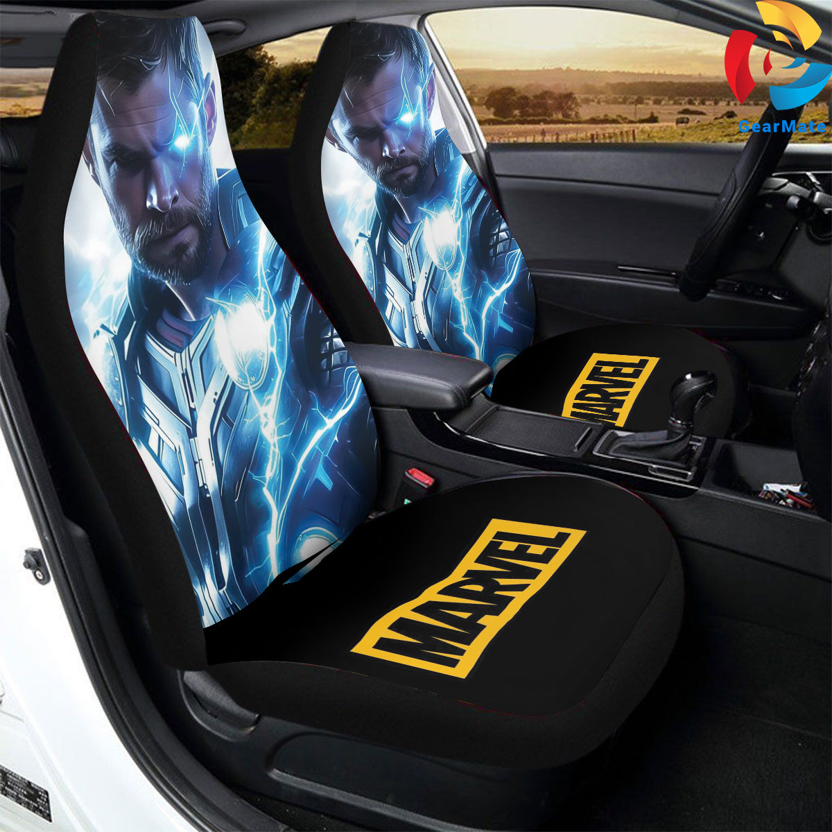 Marvel Thor Action Car Seat Covers – High Quality Graphic and Polar Fleece Protector Set