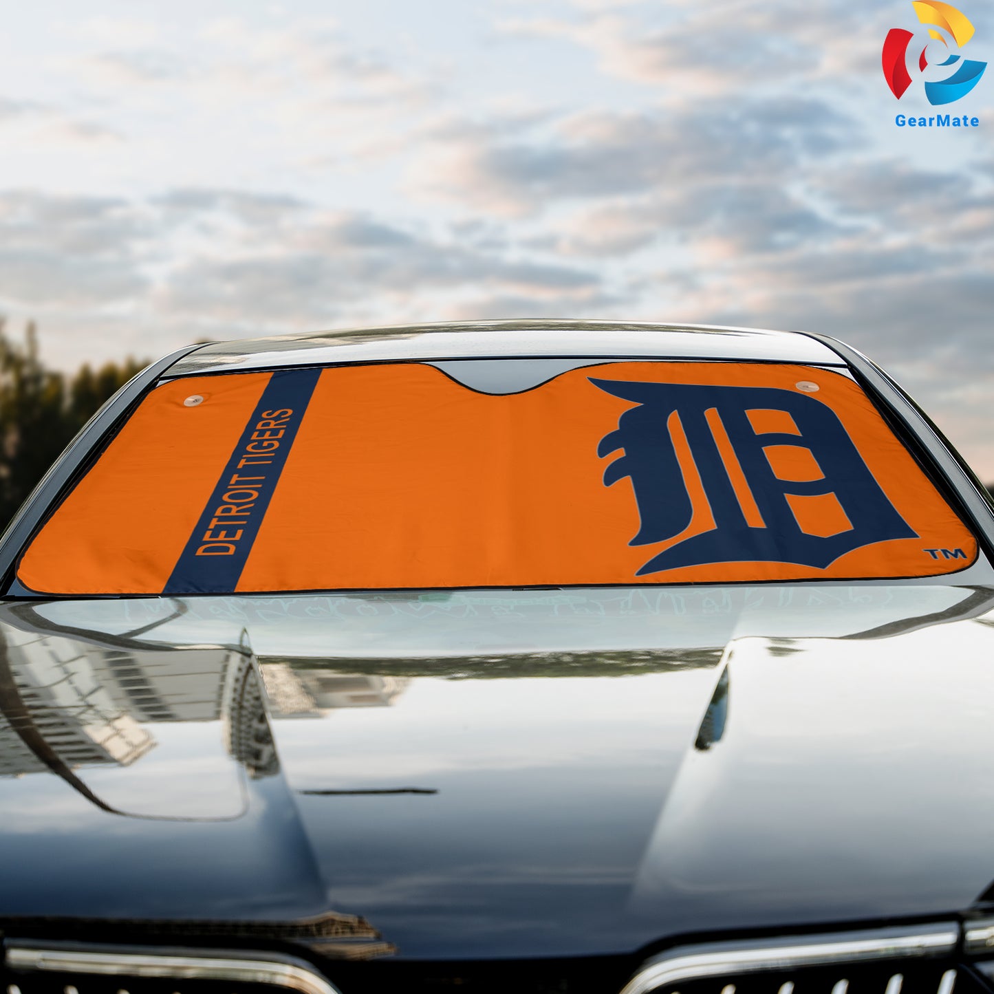 Detroit Tigers MLB Baseball Orange Background Reflective Car Sunshade – Premium Heat & UV Protection, Universal Fit