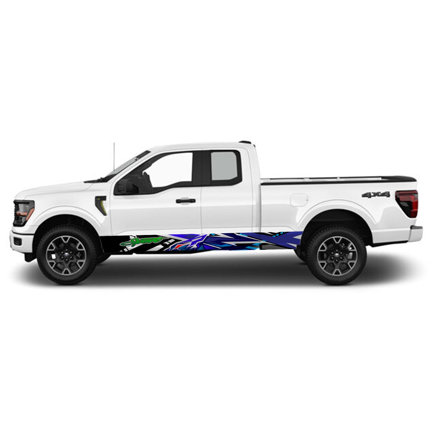 Tiger Blue Rocker Panel Graphic Decal Kit (Left & Right Sides) - High Quality Vinyl for Trucks & SUVs