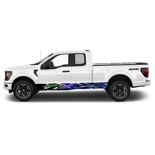 Tiger Blue Rocker Panel Graphic Decal Kit (Left & Right Sides) - High Quality Vinyl for Trucks & SUVs