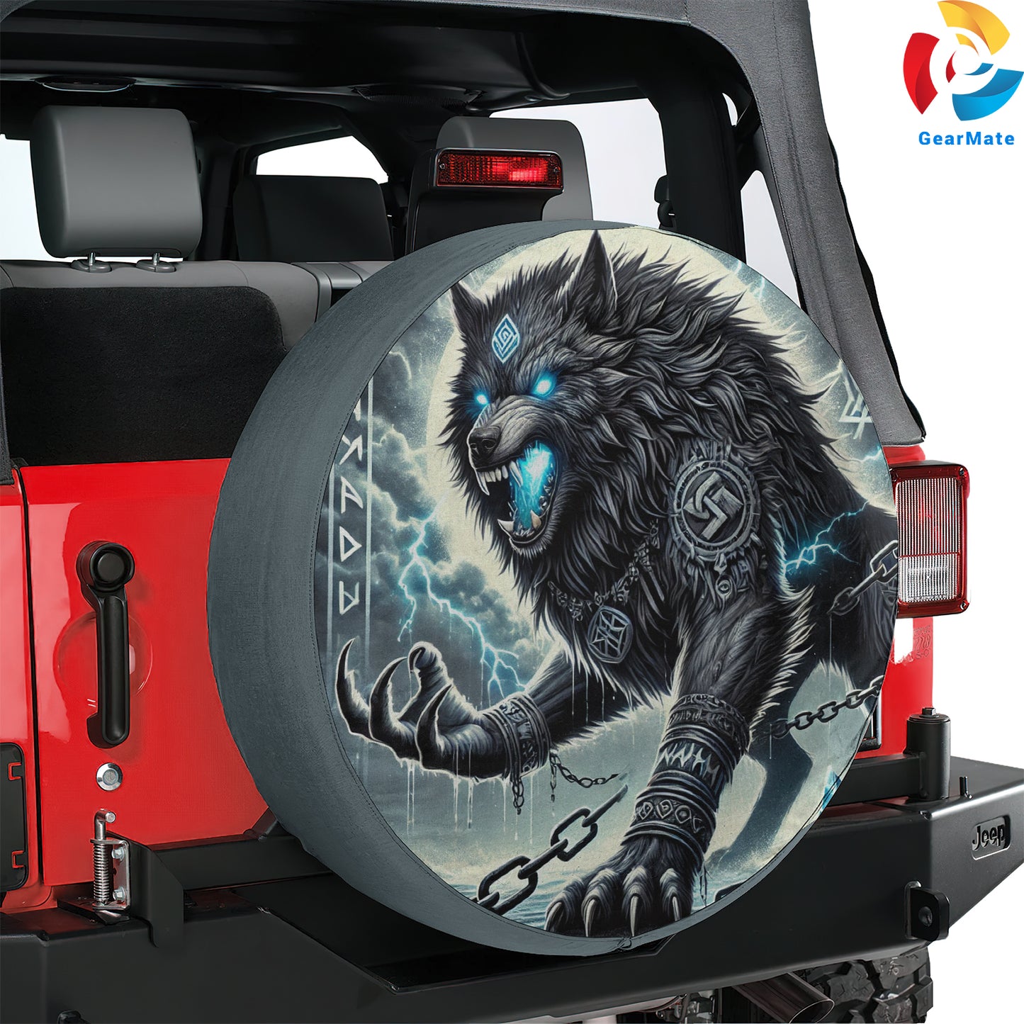 Fenrir the Wolf Spare Tire Cover – Premium Waterproof UV Resistant Protector