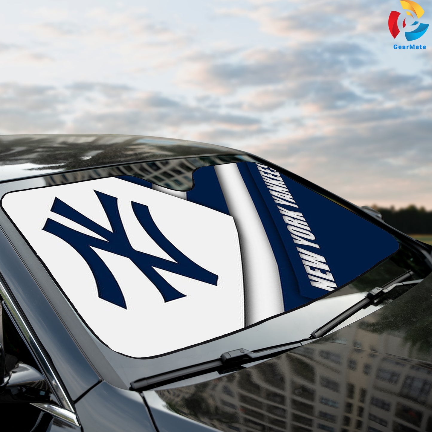 New York Yankees Team Logo Reflective Car Sunshade – Premium Heat & UV Protection, Universal Fit