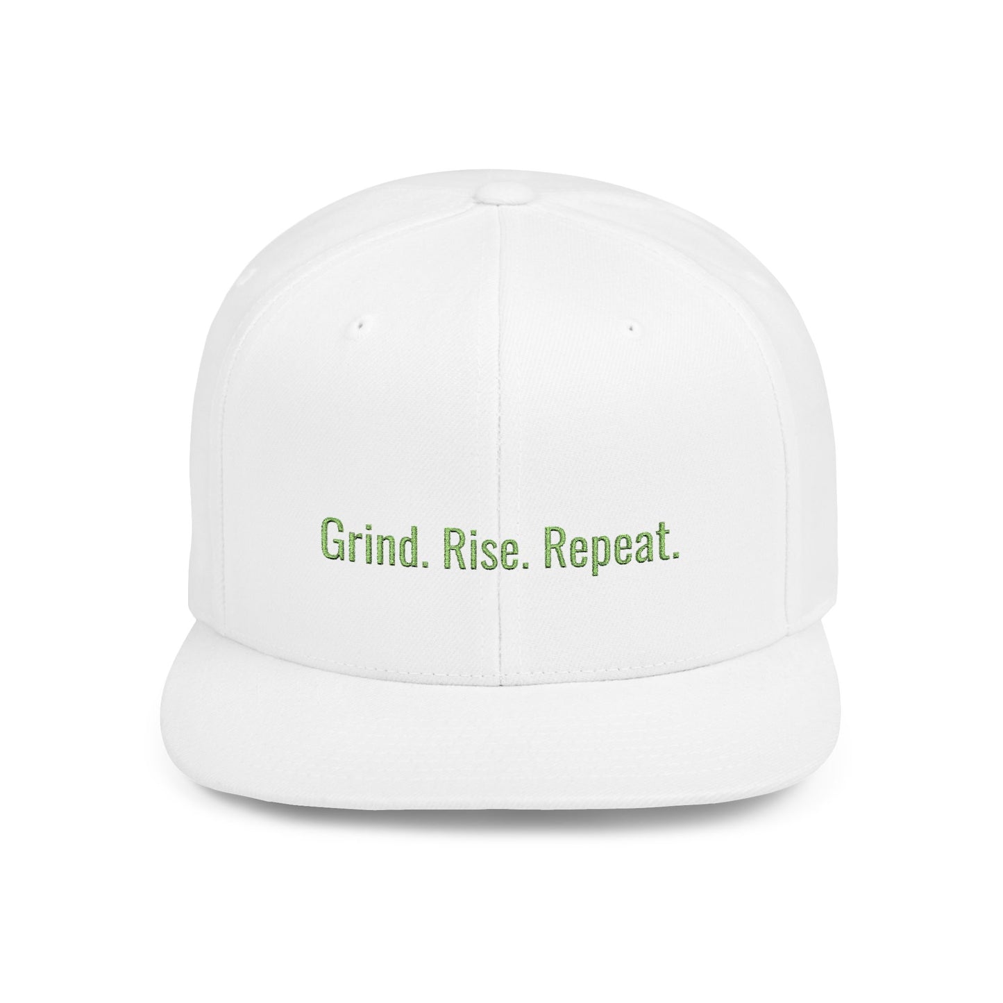 Text Grind Rise Repeat Flat Bill Snapback – Lightweight, Custom Fit, Premium Quality
