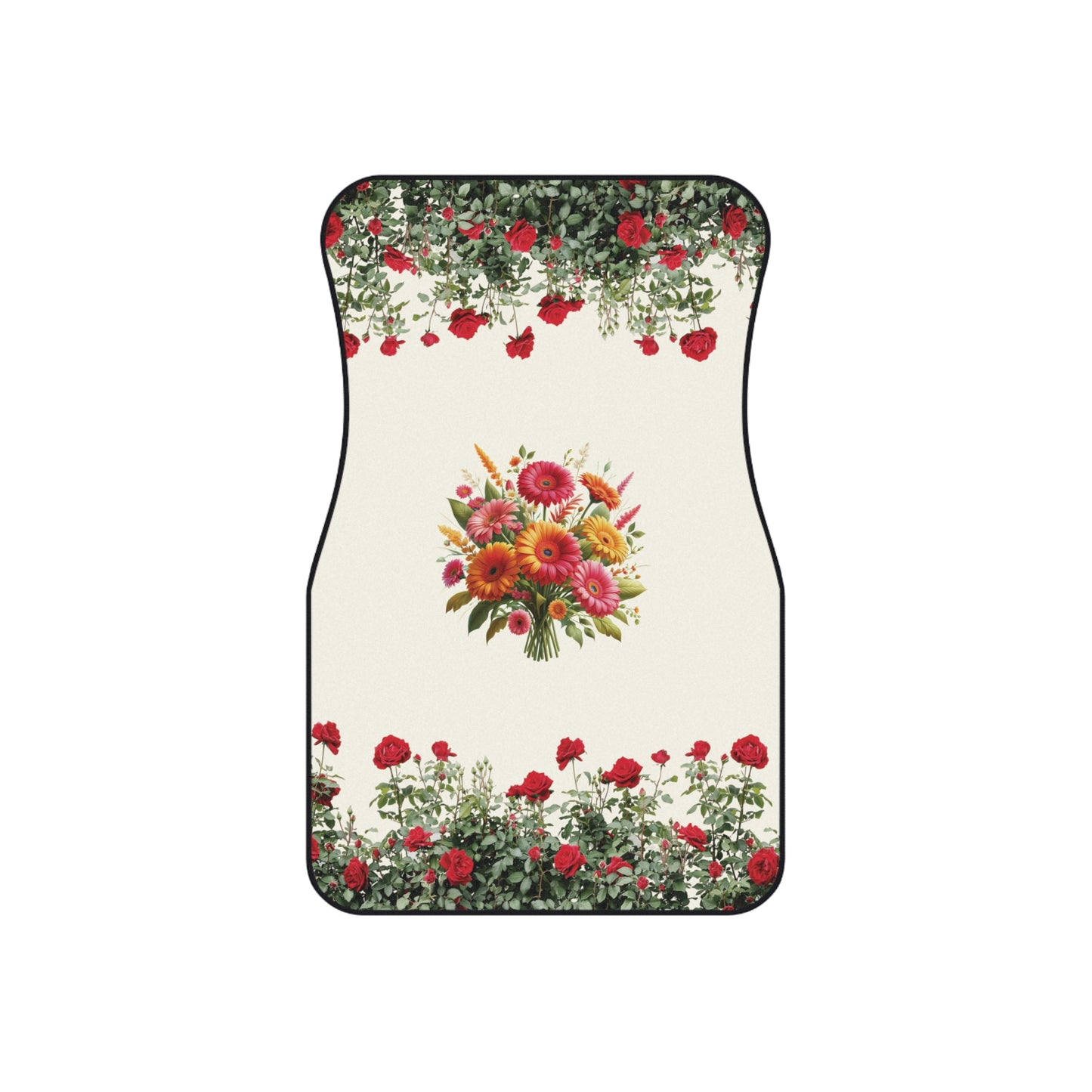 Flowers Gerbera Rose Garden Car Floor Mats – 2-Piece Front Set, Durable & Stylish, Universal Fit