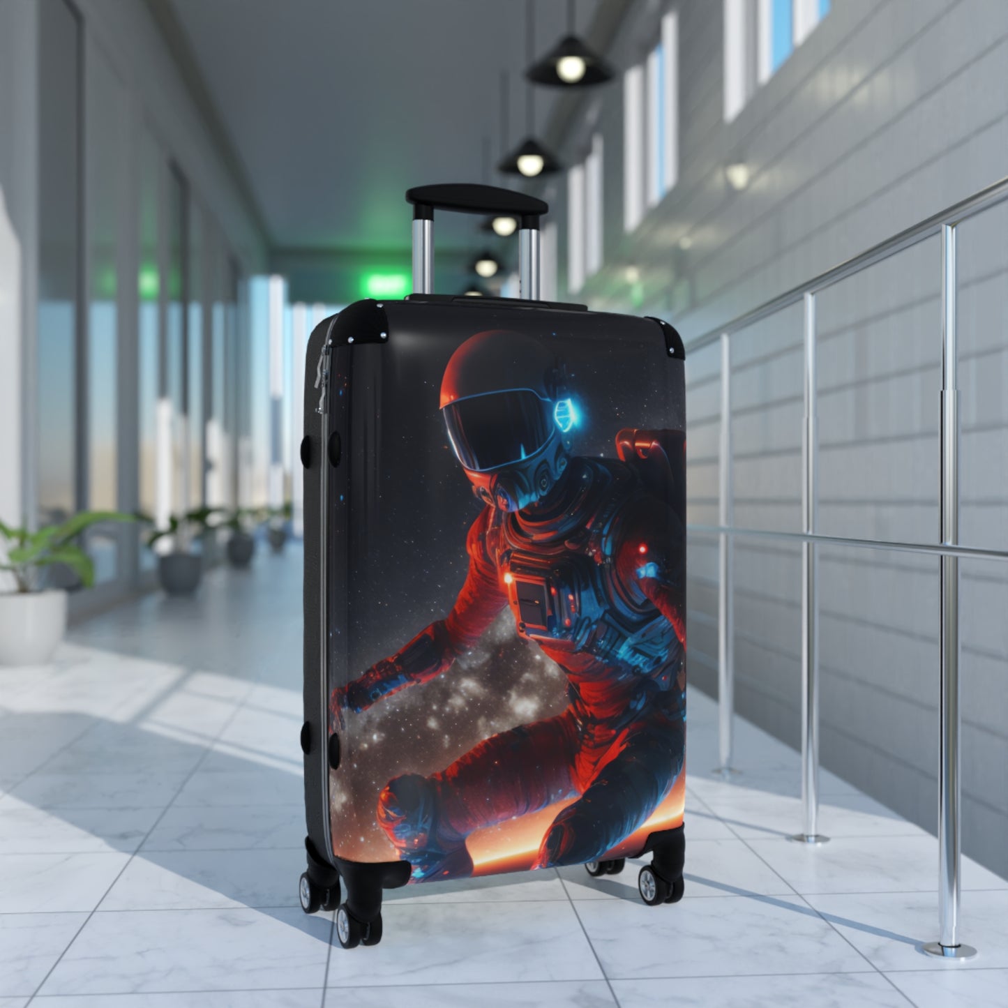 Space Astronaut Surfing Carry-On Suitcase - Stylish Luggage for Travelers