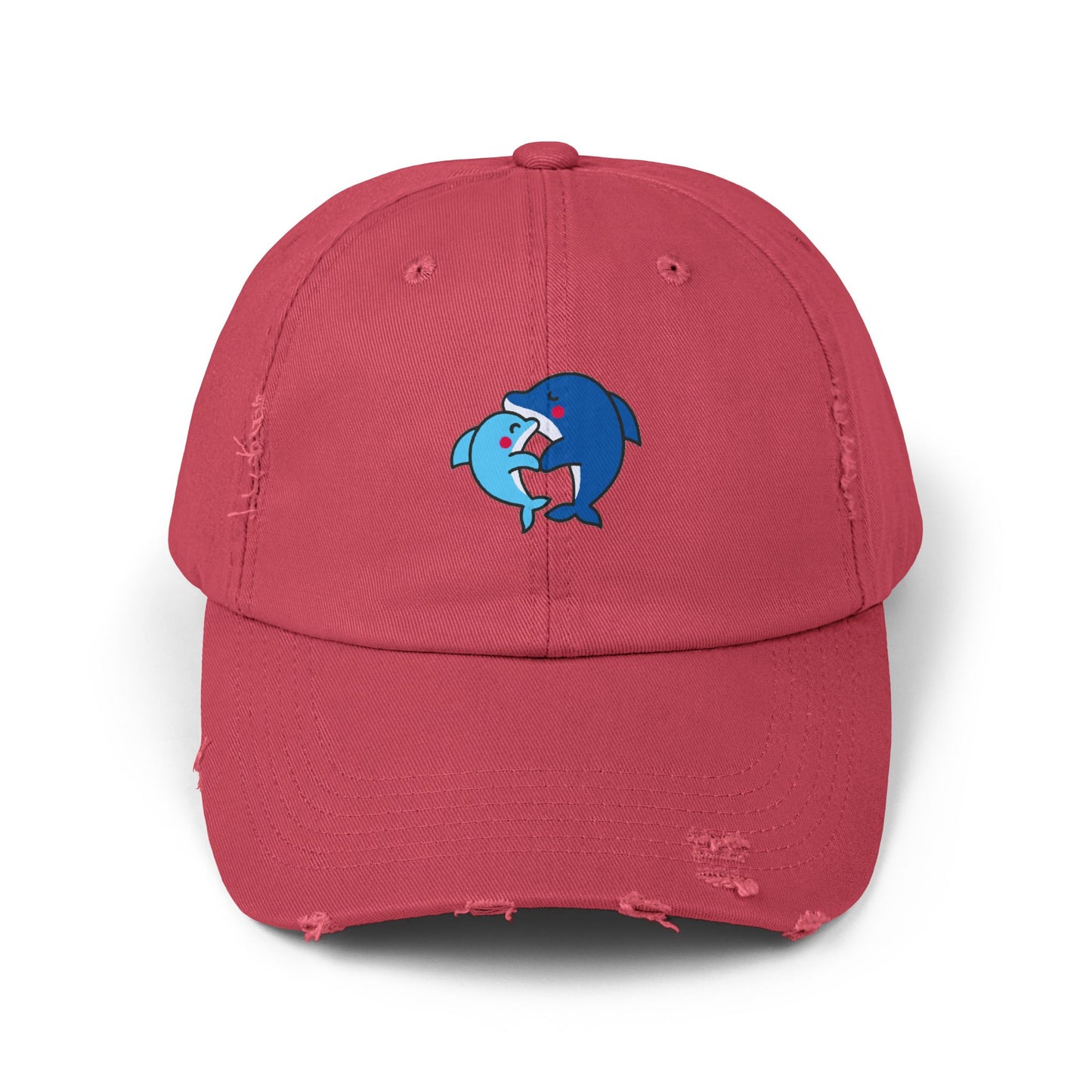 Dolphin Couple Vintage Distressed Dad Hat Unisex Adjustable Cotton Twill Baseball Cap for Casual Everyday Wear