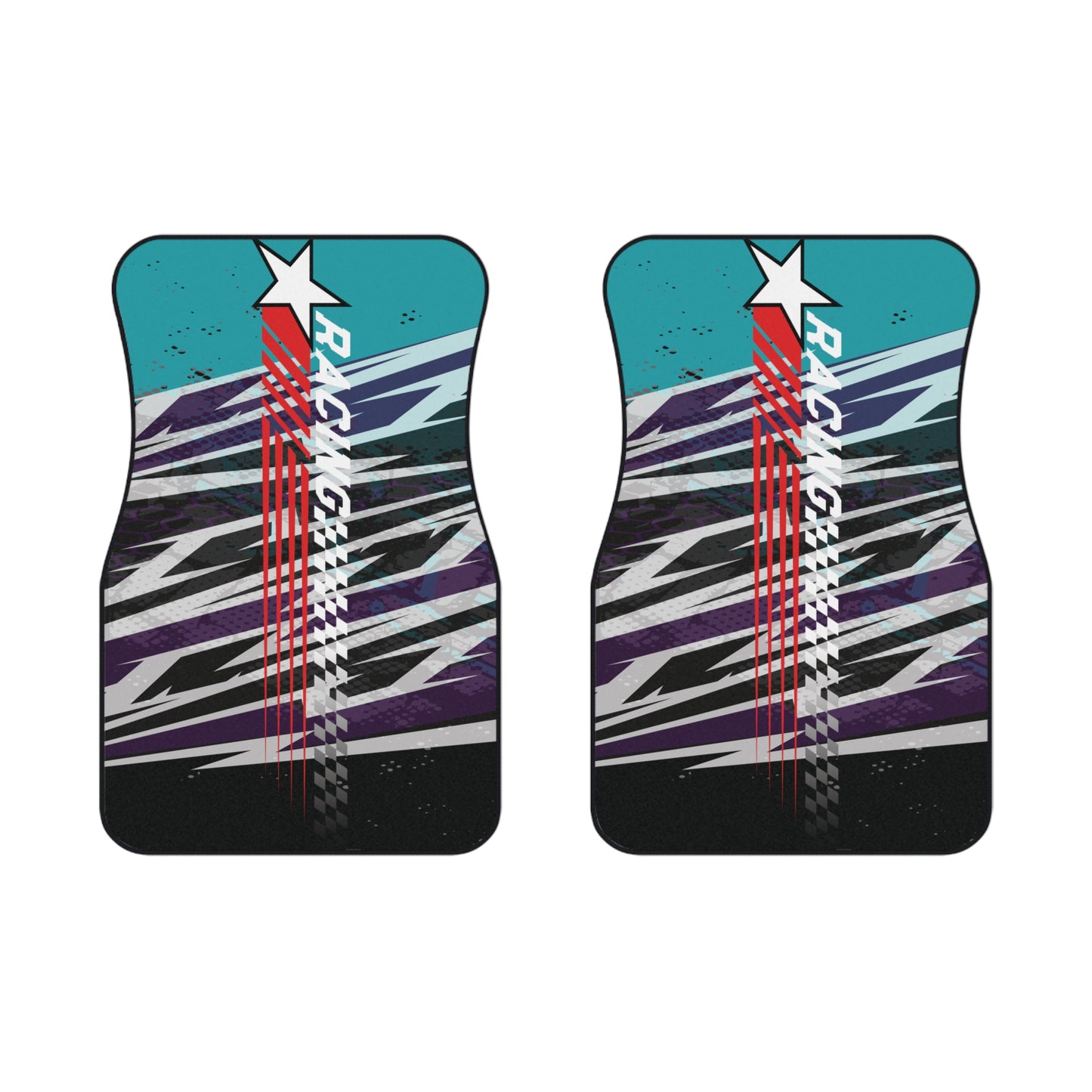 Sport Racing Lightning Purple Car Floor Mats – 2-Piece Front Set, Durable & Stylish, Universal Fit