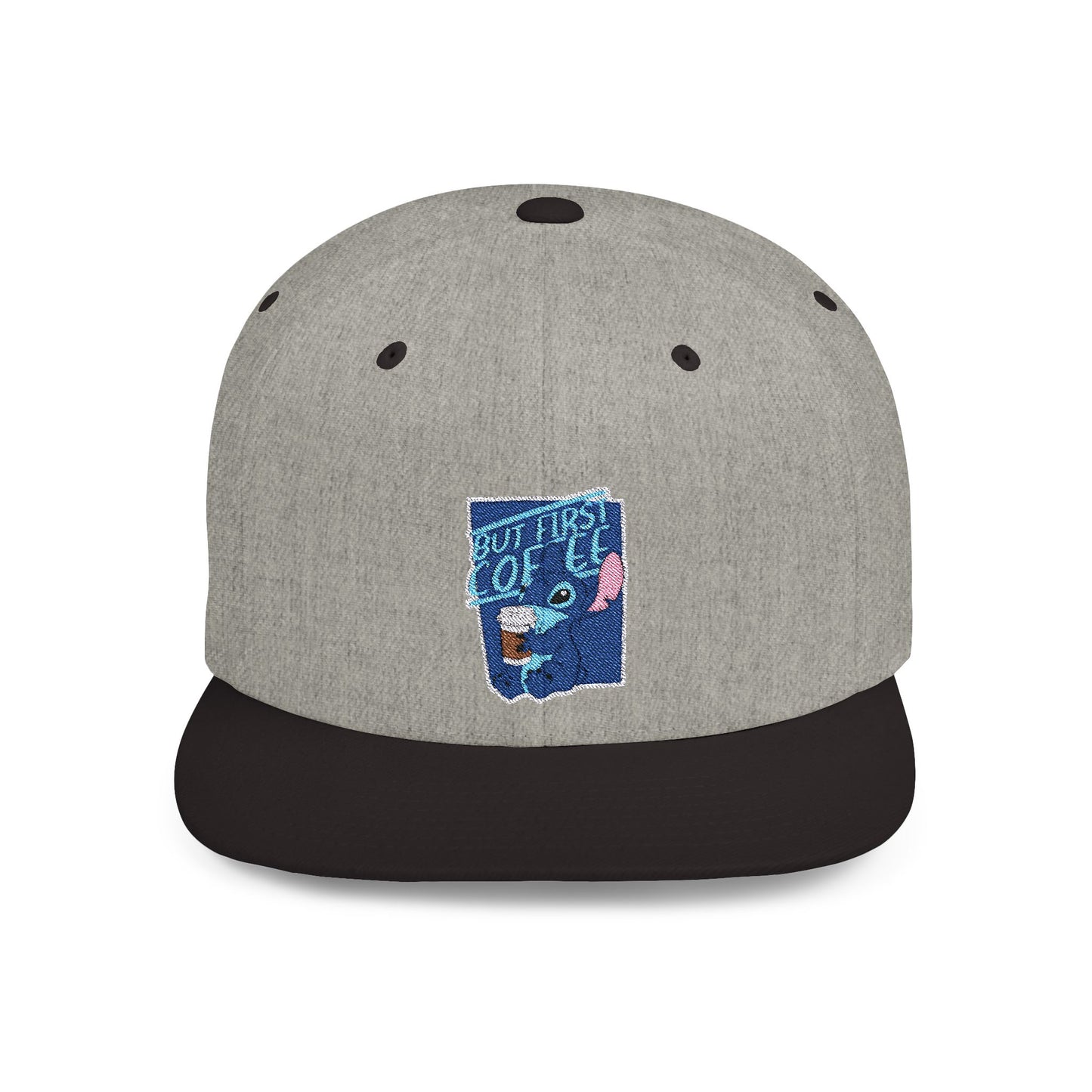 Disney Stitch But First Coffee Flat Bill Snapback – Lightweight, Custom Fit, Premium Quality