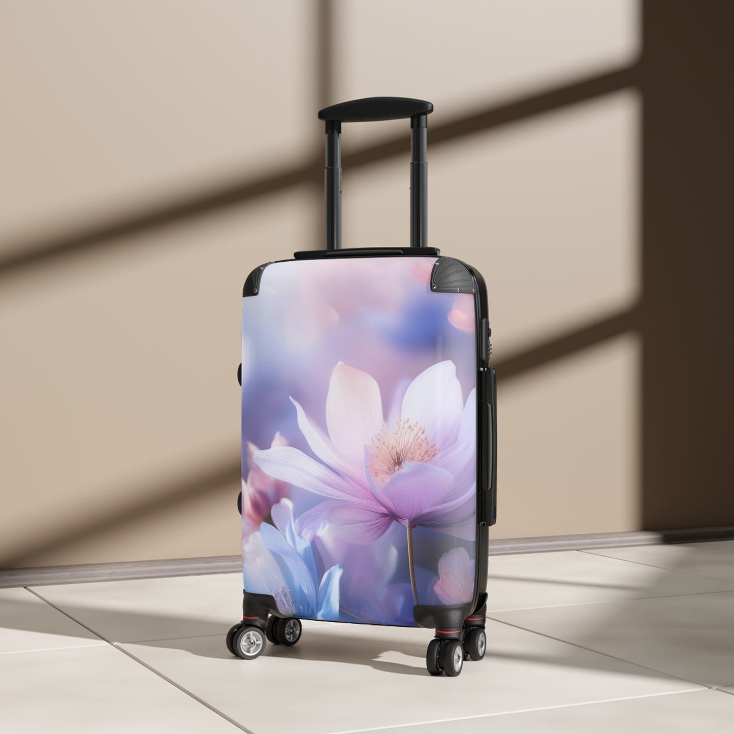 Nature Flowers Floral Blue and Pink Art Carry-On Suitcase - Stylish Luggage for Travelers