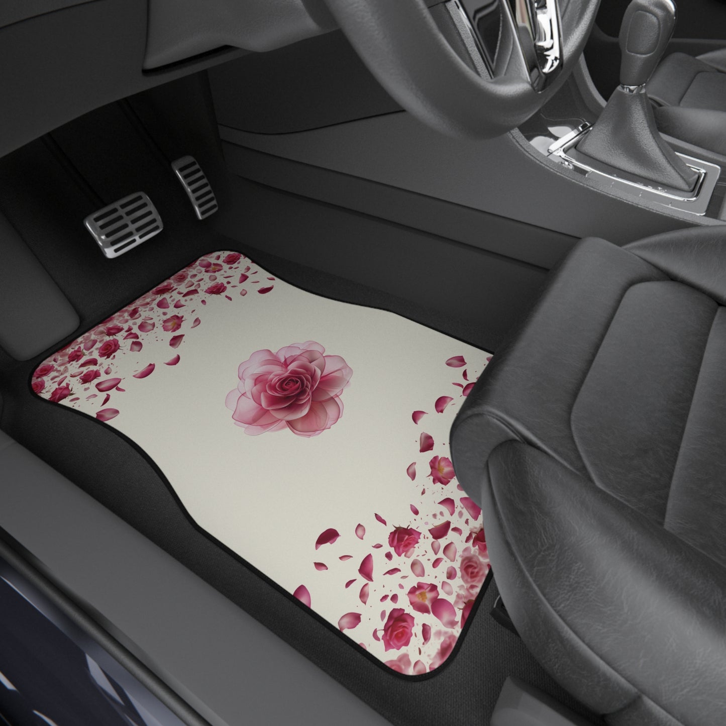 Flowers Pink Rose Petals Car Floor Mats – 2-Piece Front Set, Durable & Stylish, Universal Fit