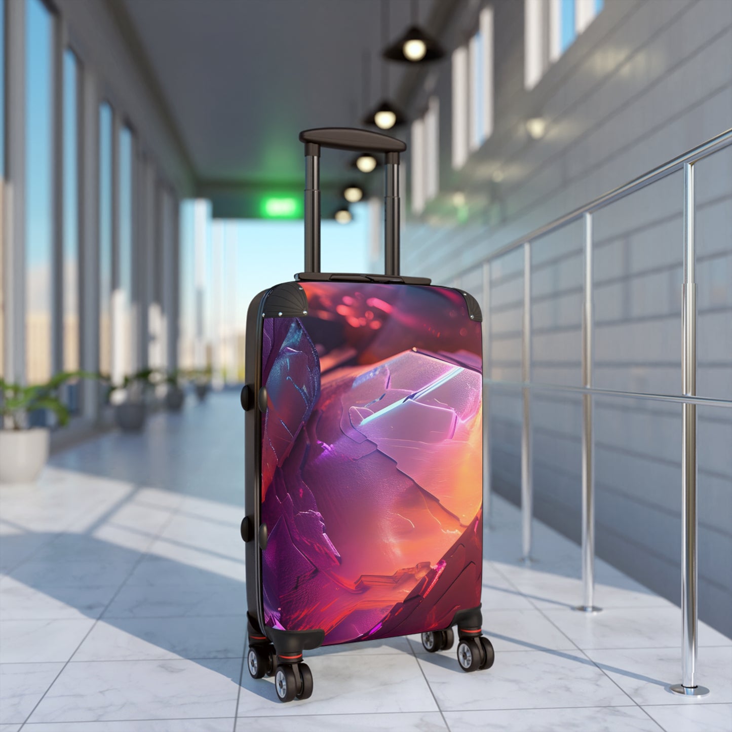 Abstract Gemstone Crystals Art Carry-On Suitcase - Stylish Luggage for Travelers