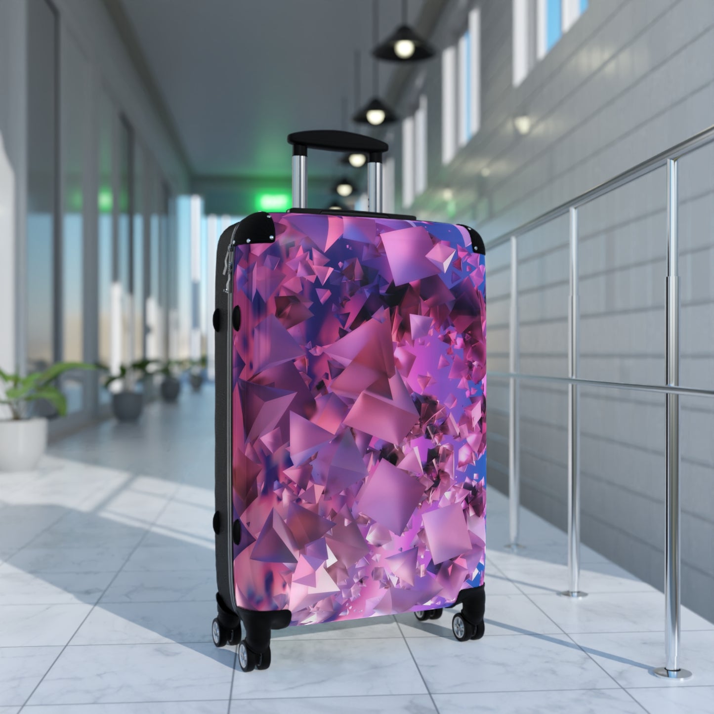 Abstract 3D Pyramids Art Carry-On Suitcase - Stylish Luggage for Travelers