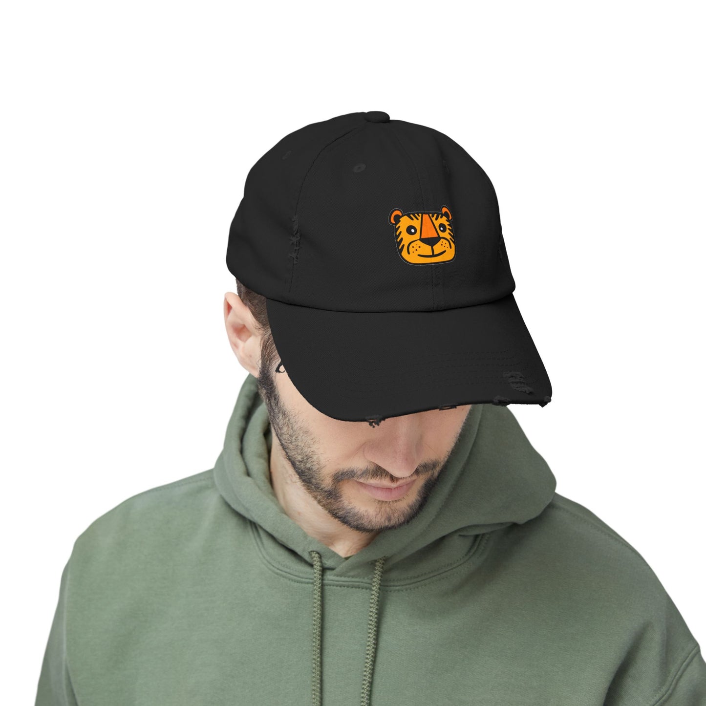 Tiger Vintage Distressed Dad Hat Unisex Adjustable Cotton Twill Baseball Cap for Casual Everyday Wear
