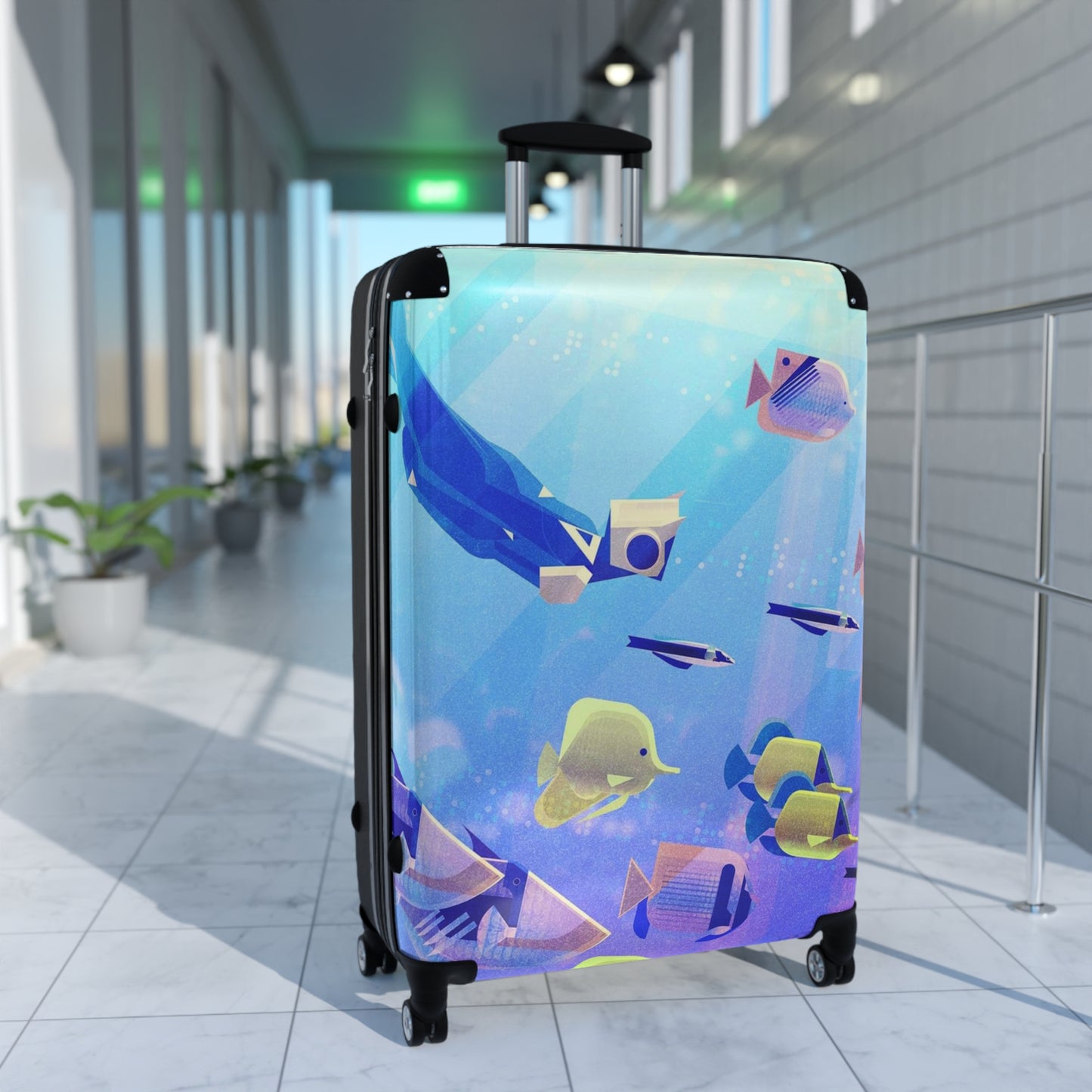 Abstract Underwater Fish Art Carry-On Suitcase - Stylish Luggage for Travelers