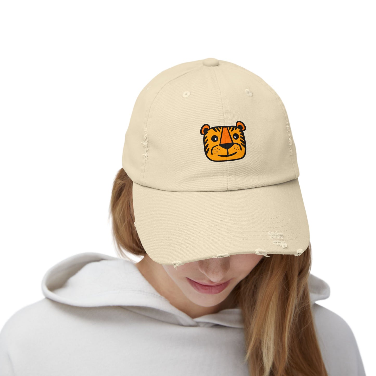 Tiger Vintage Distressed Dad Hat Unisex Adjustable Cotton Twill Baseball Cap for Casual Everyday Wear