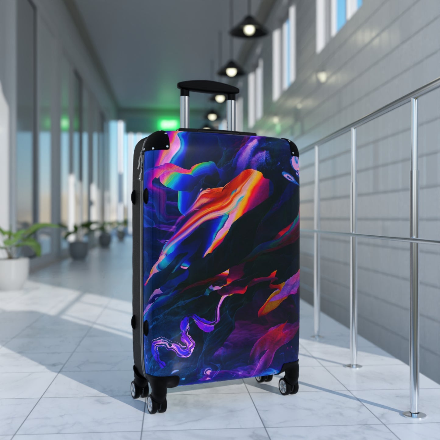 Abstract Colorful Digital Art Carry-On Suitcase - Stylish Luggage for Travelers