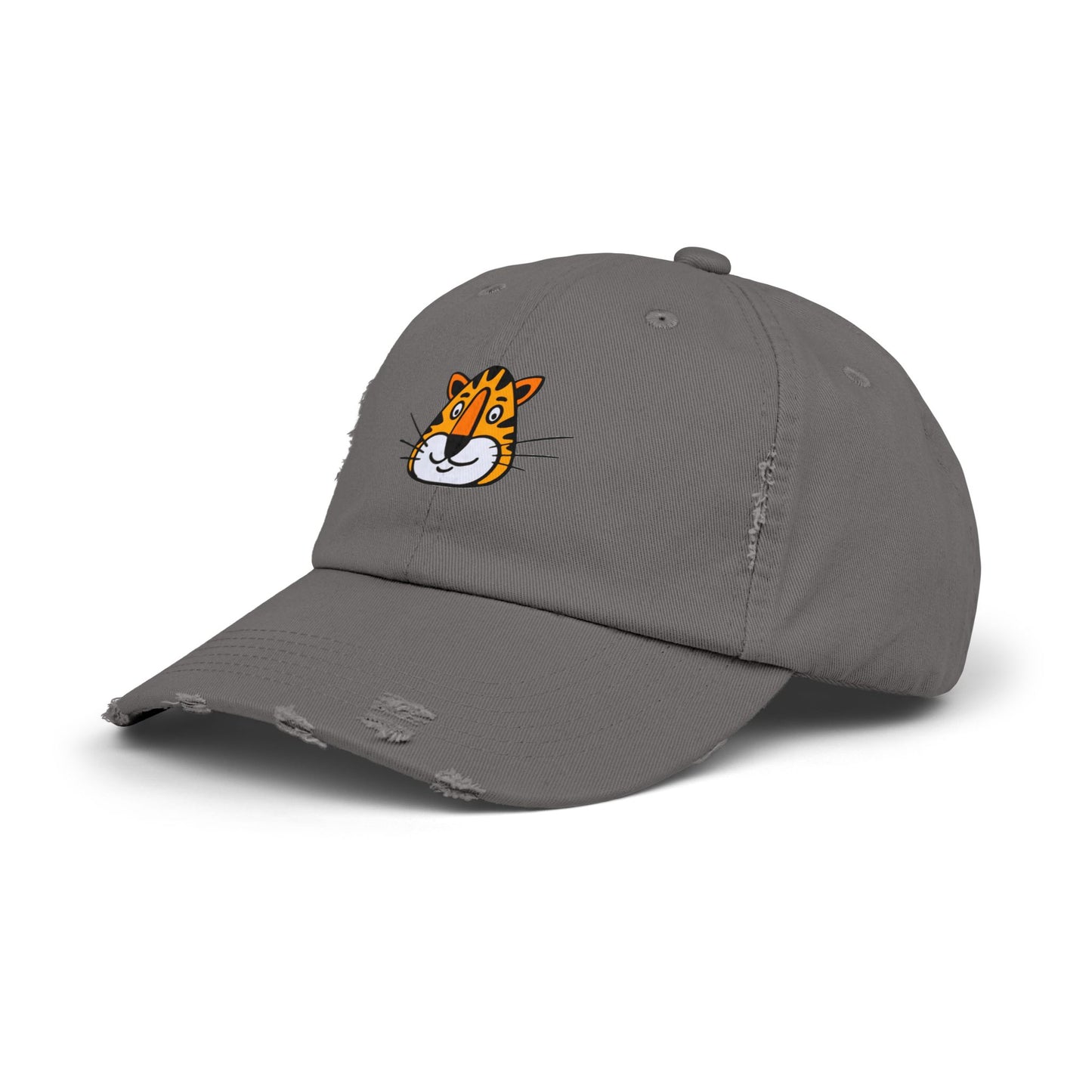 Tiger Face Vintage Distressed Dad Hat Unisex Adjustable Cotton Twill Baseball Cap for Casual Everyday Wear