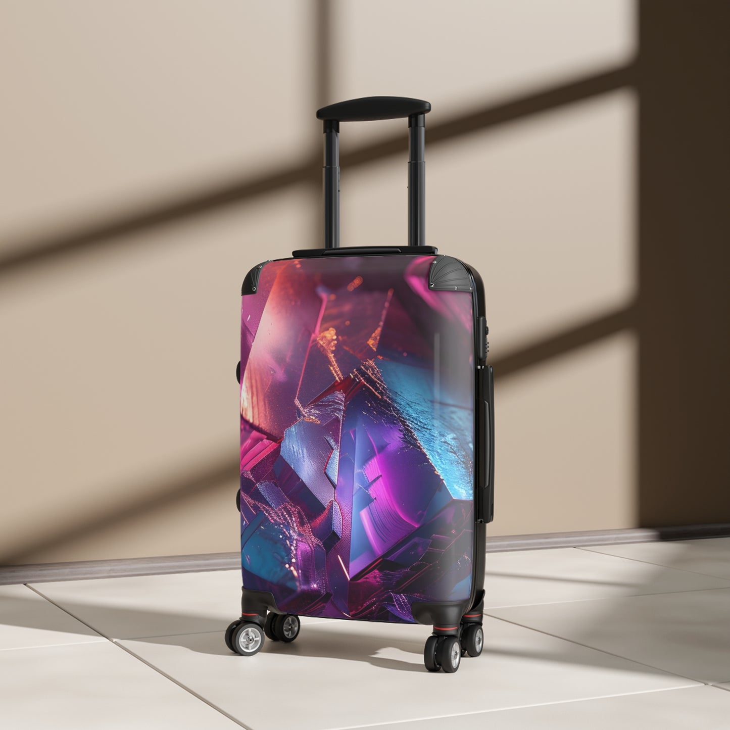 Abstract Colorful Crystal Art Carry-On Suitcase - Stylish Luggage for Travelers