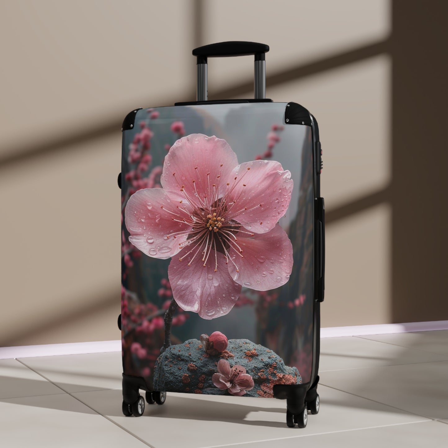 Nature Flowers Floral Animated Pink Flowers Art Carry-On Suitcase - Stylish Luggage for Travelers