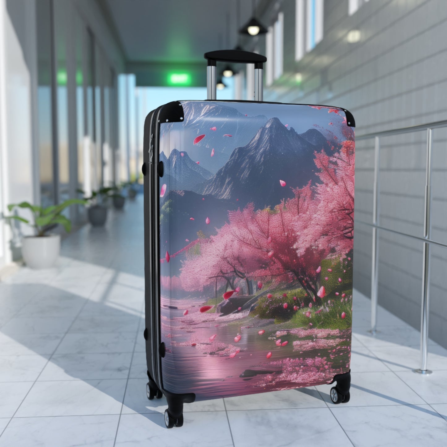 Nature Cherry Blossom Mountains Art Carry-On Suitcase - Stylish Luggage for Travelers