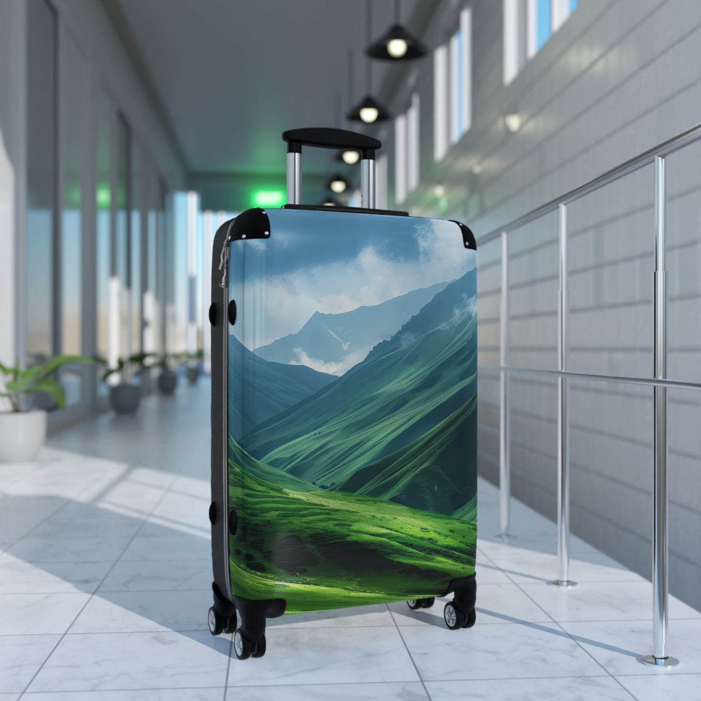 Nature Mountain Green Art Carry-On Suitcase - Stylish Luggage for Travelers