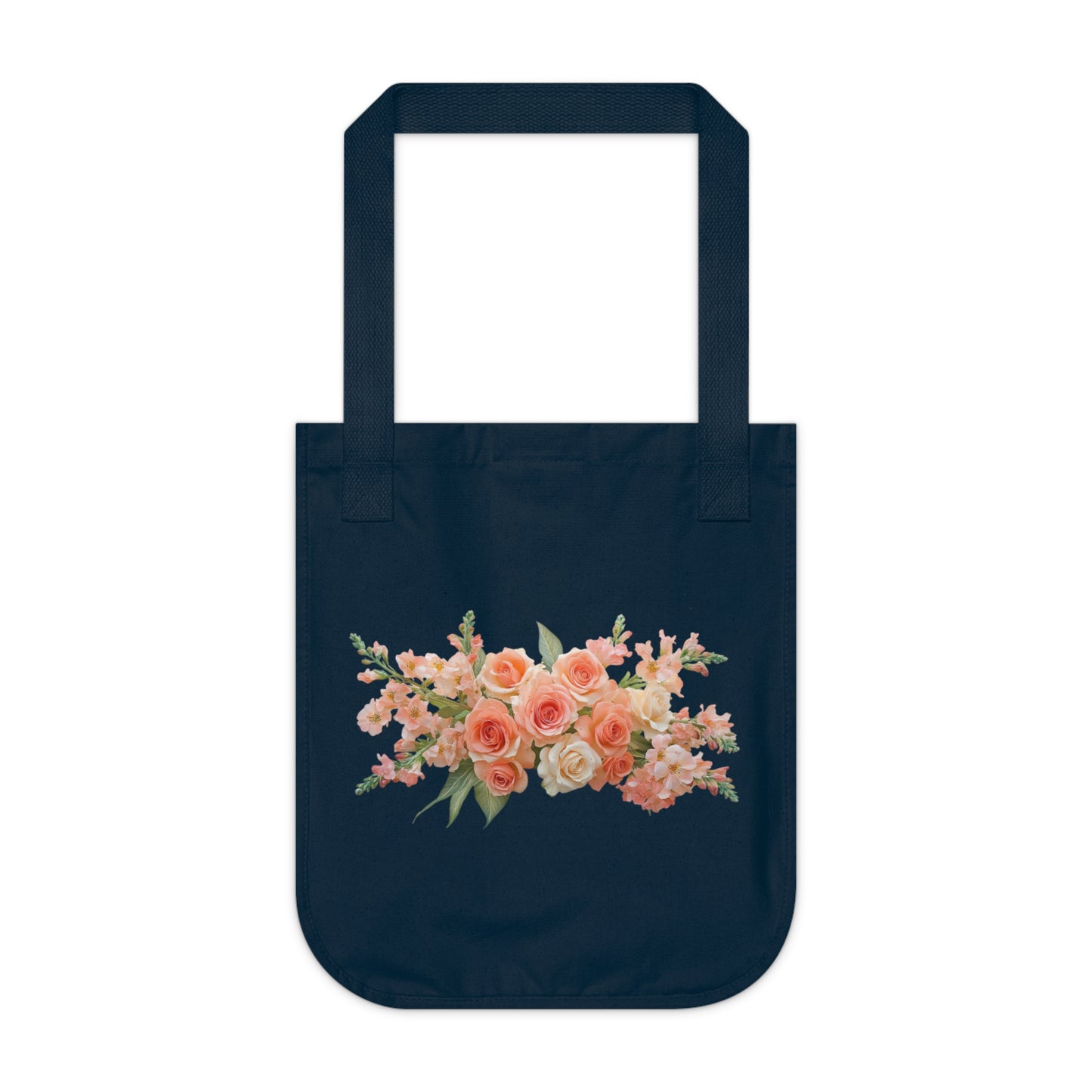 Flowers Peach Rose Floral Organic Canvas Tote Bag - Eco-Friendly Carryall for Everyday Use