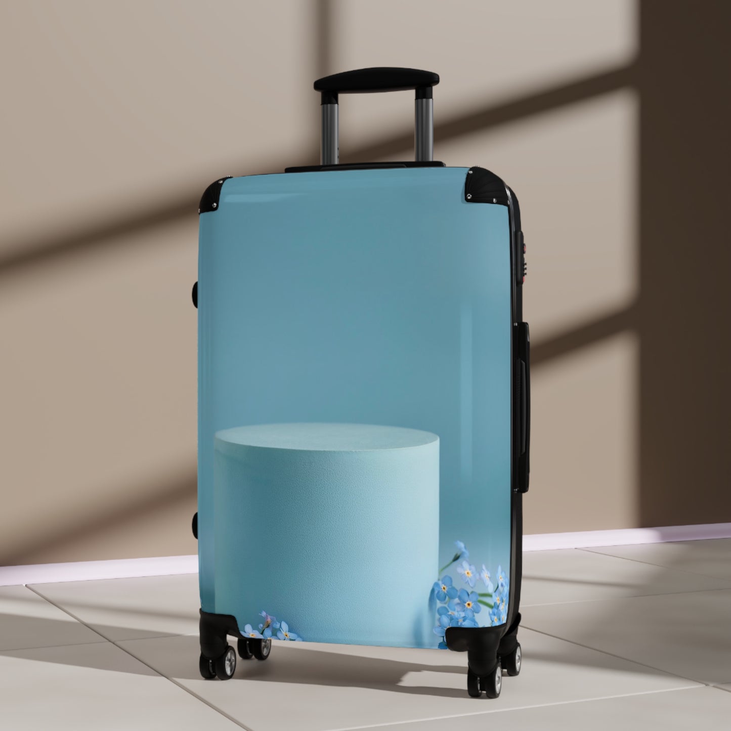 Nature Flowers Floral Blue Pedestal Carry-On Suitcase - Stylish Luggage for Travelers