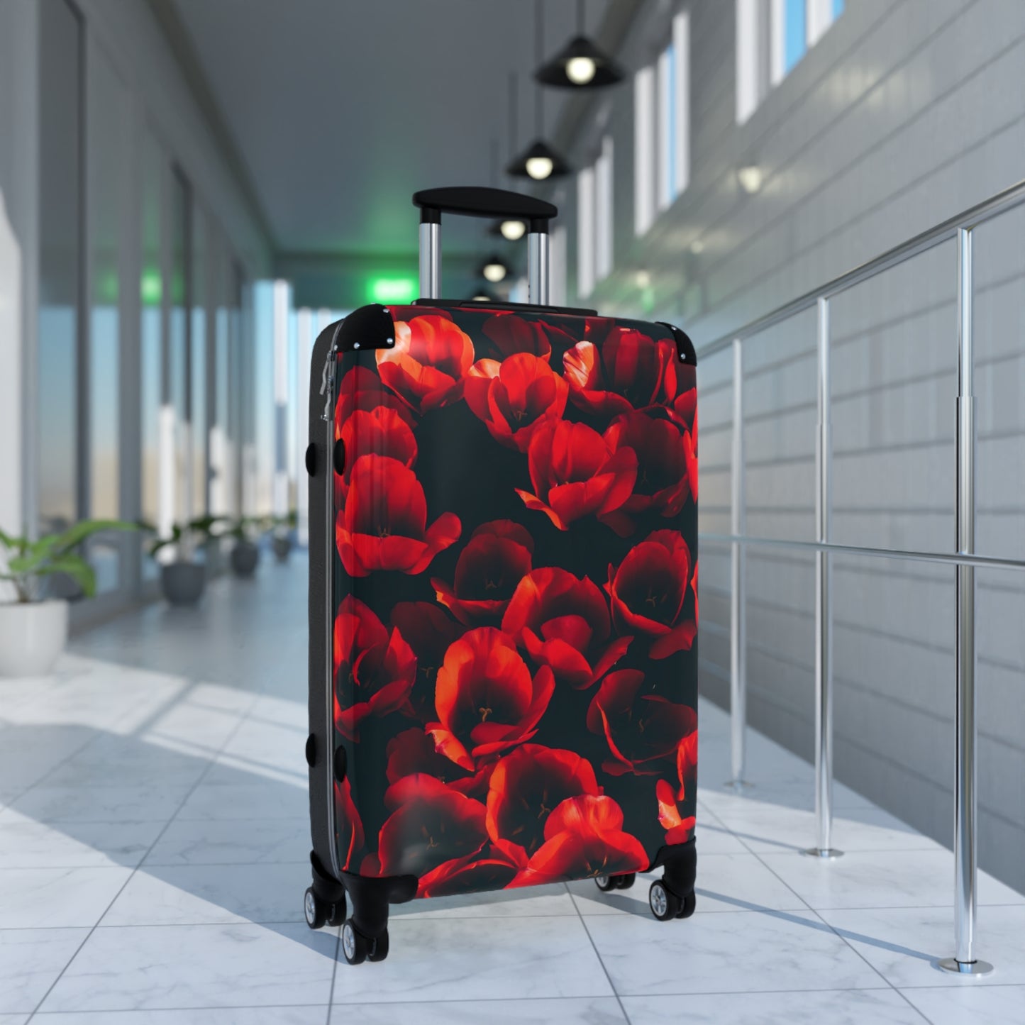 Nature Flowers Floral Red Tulips Art Carry-On Suitcase - Stylish Luggage for Travelers