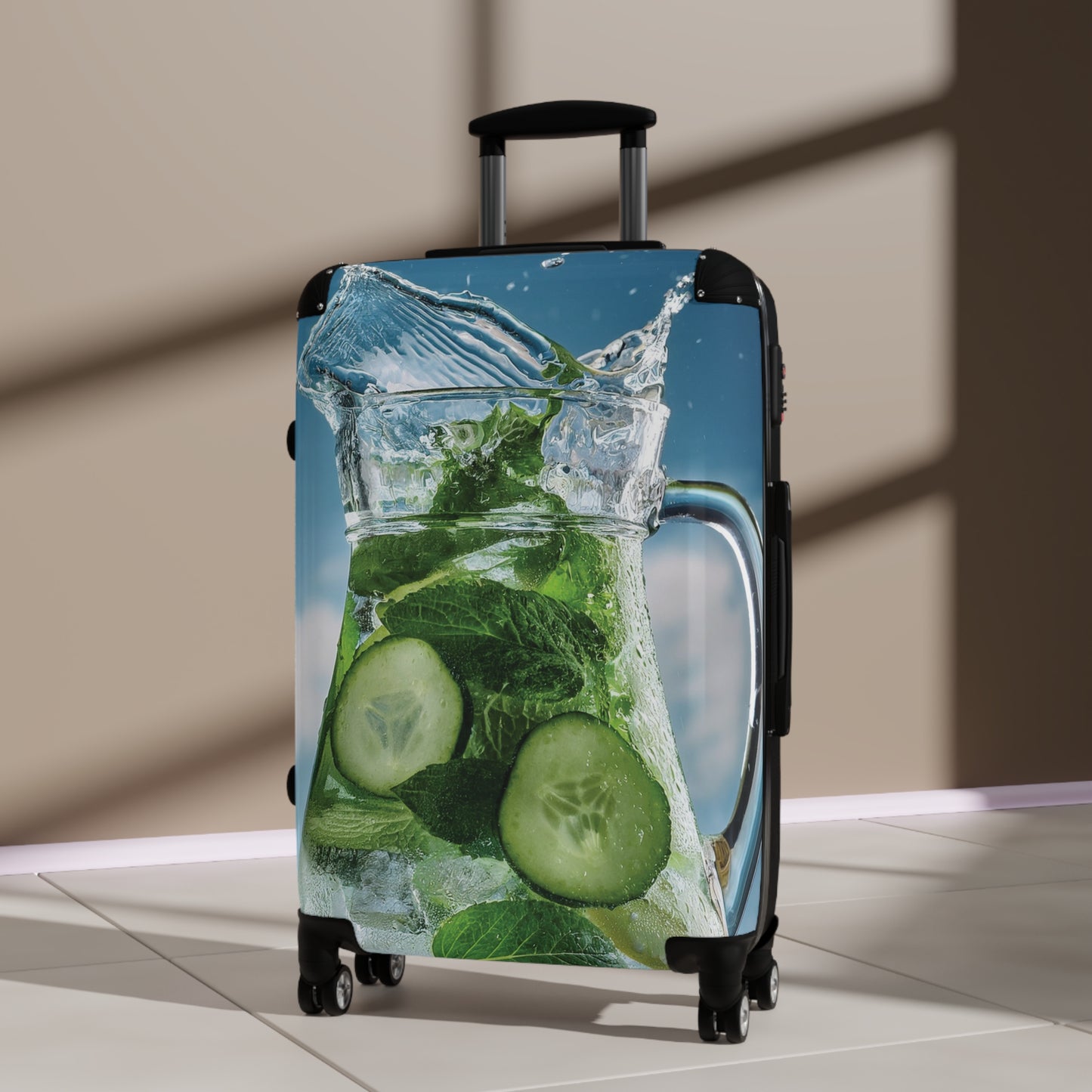 Nature Summer Cucumber and Mint FLoating Carry-On Suitcase - Stylish Luggage for Travelers