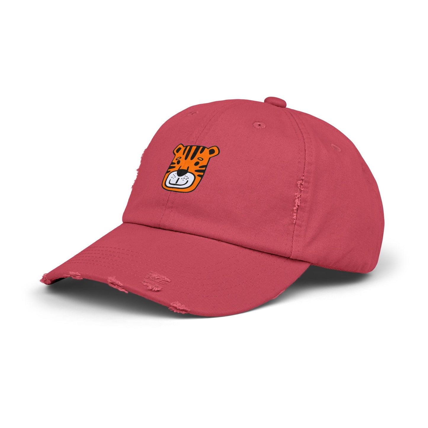 Tiger Orange Vintage Distressed Dad Hat Unisex Adjustable Cotton Twill Baseball Cap for Casual Everyday Wear