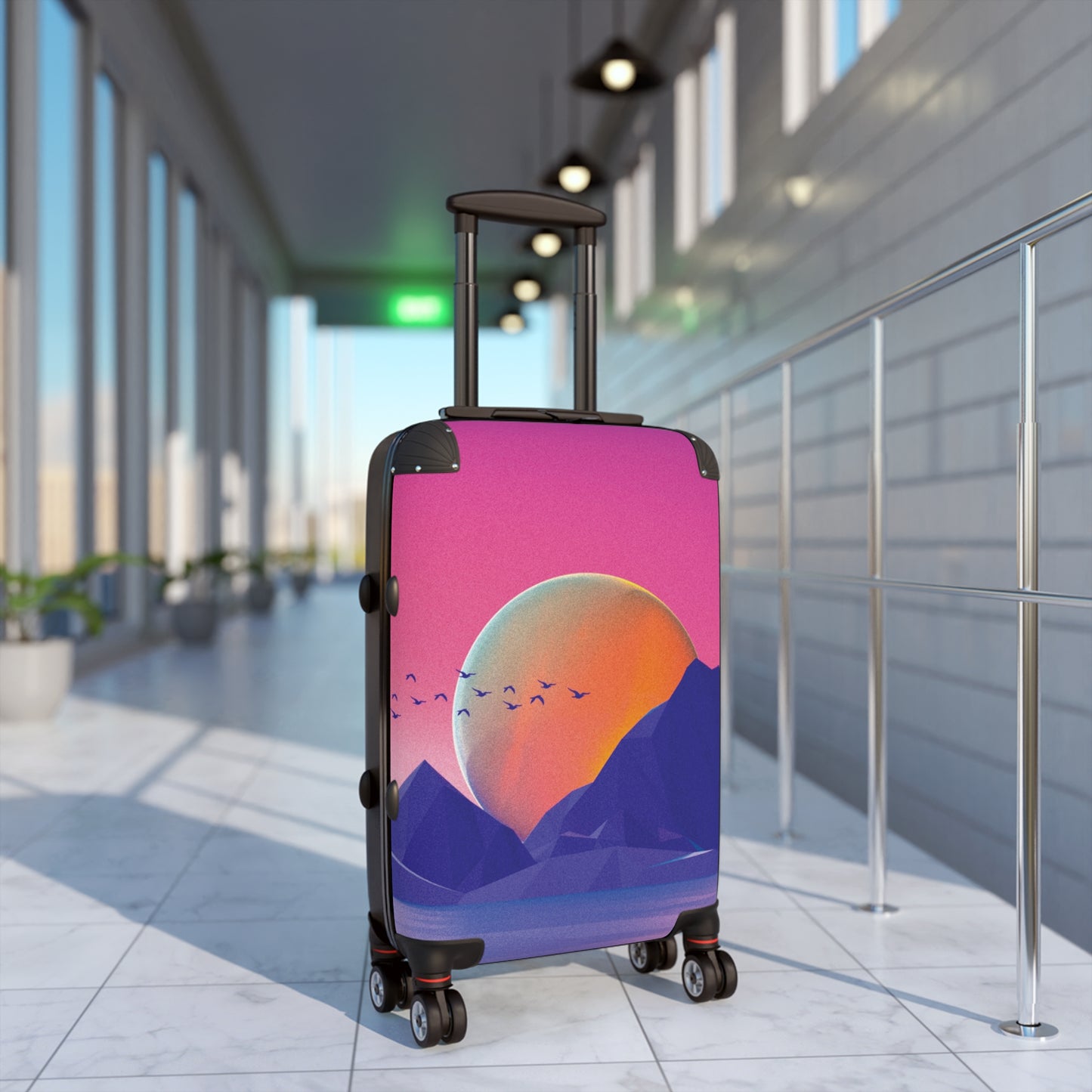 Abstract Neon Scenery Art Carry-On Suitcase - Stylish Luggage for Travelers