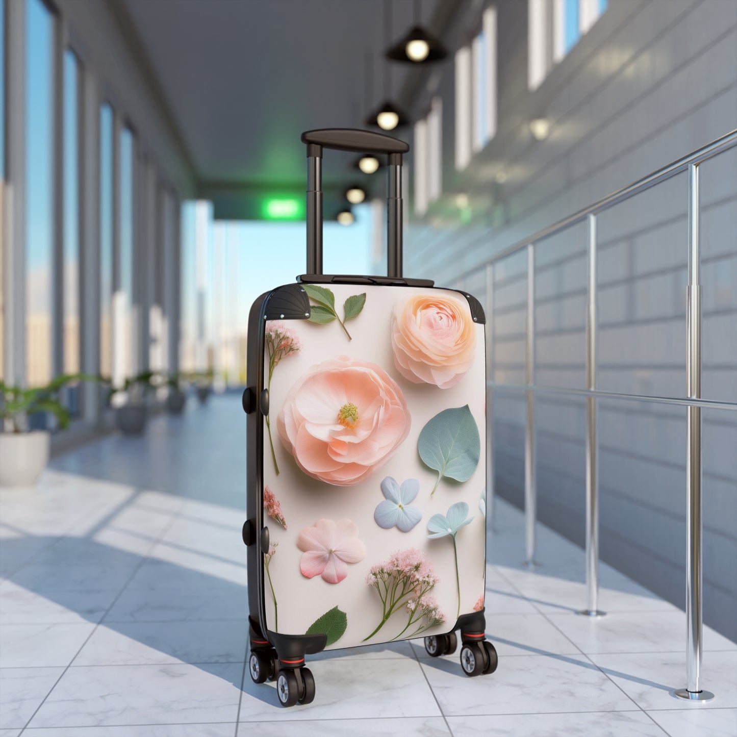 Nature Flowers Floral Pink On White Art Carry-On Suitcase - Stylish Luggage for Travelers
