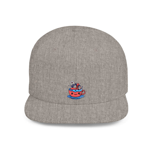 Icons Embroidered Cute Cup Flat Bill Snapback – Lightweight, Custom Fit, Premium Quality