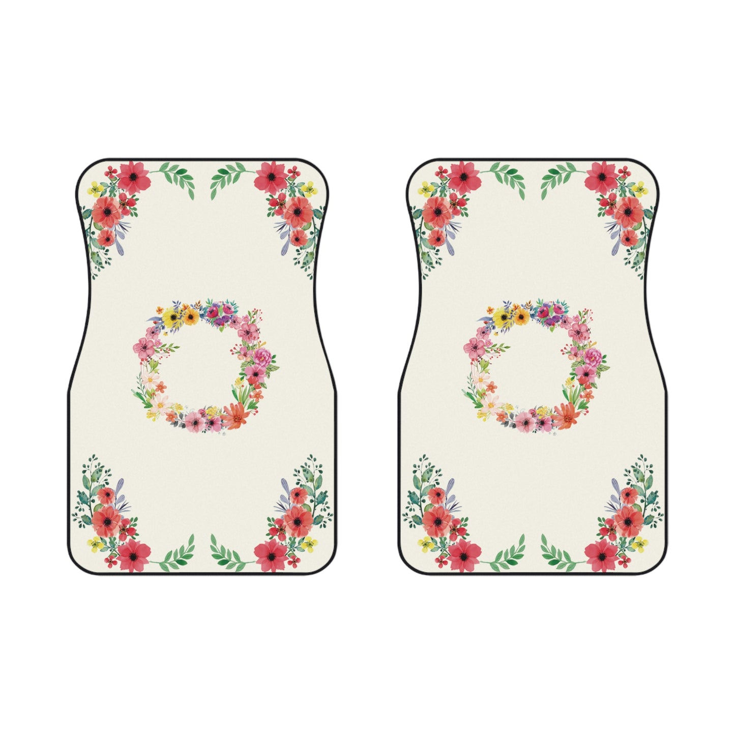 Flowers Fresh Car Floor Mats – 2-Piece Front Set, Durable & Stylish, Universal Fit