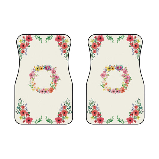 Flowers Fresh Car Floor Mats – 2-Piece Front Set, Durable & Stylish, Universal Fit