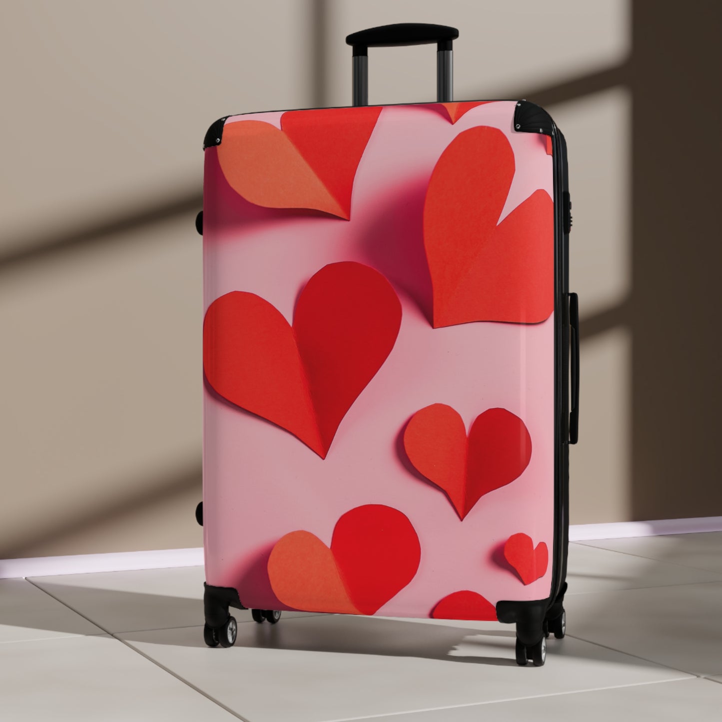Love Red Hearts Pastel Art Carry-On Suitcase - Stylish Luggage for Travelers