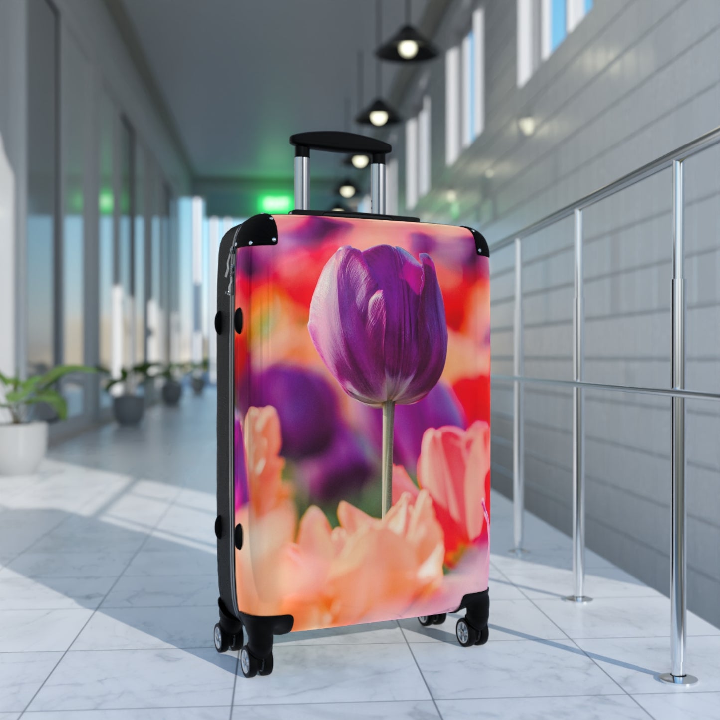 Nature Flowers Floral Purple Tulips Art Carry-On Suitcase - Stylish Luggage for Travelers