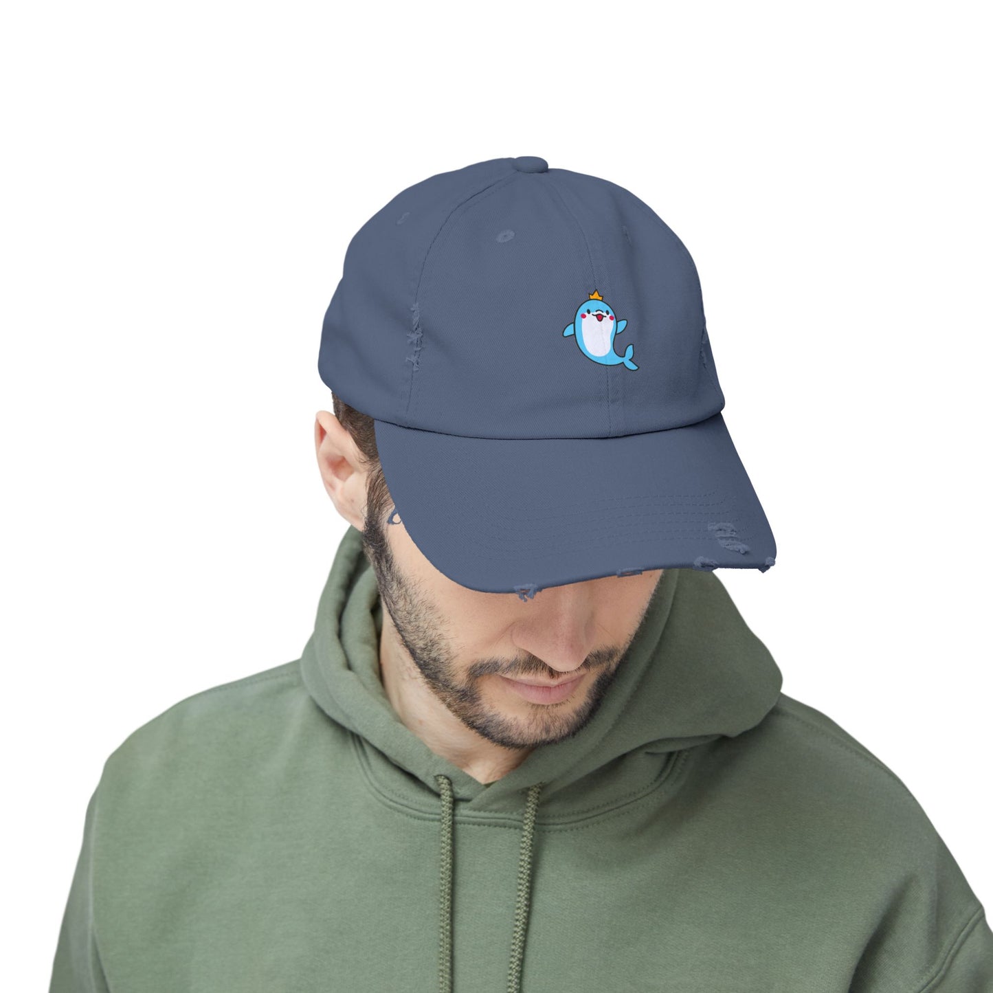 Dolphin Crown Vintage Distressed Dad Hat Unisex Adjustable Cotton Twill Baseball Cap for Casual Everyday Wear