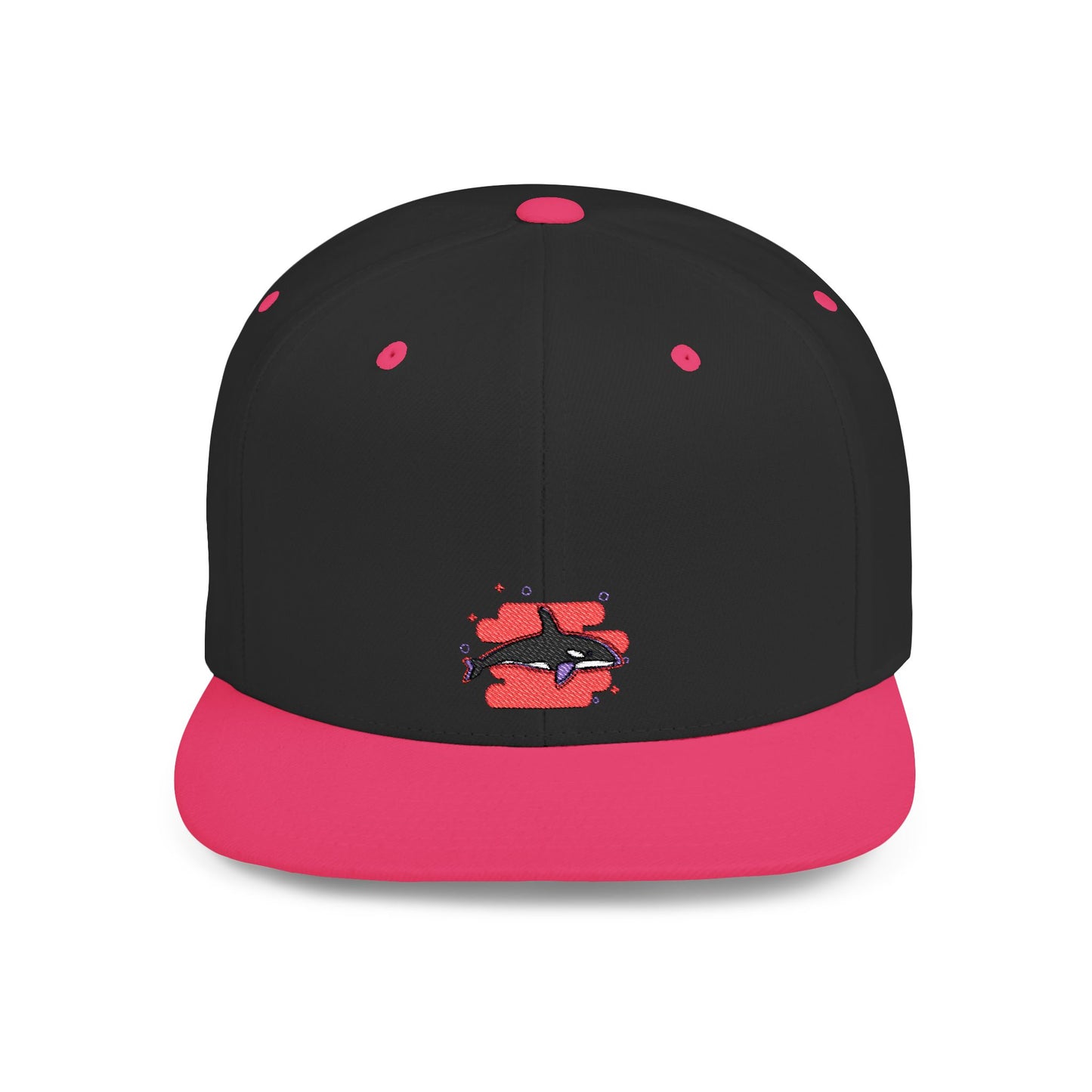 Icons Embroidered Dolphin Pink Flat Bill Snapback – Lightweight, Custom Fit, Premium Quality
