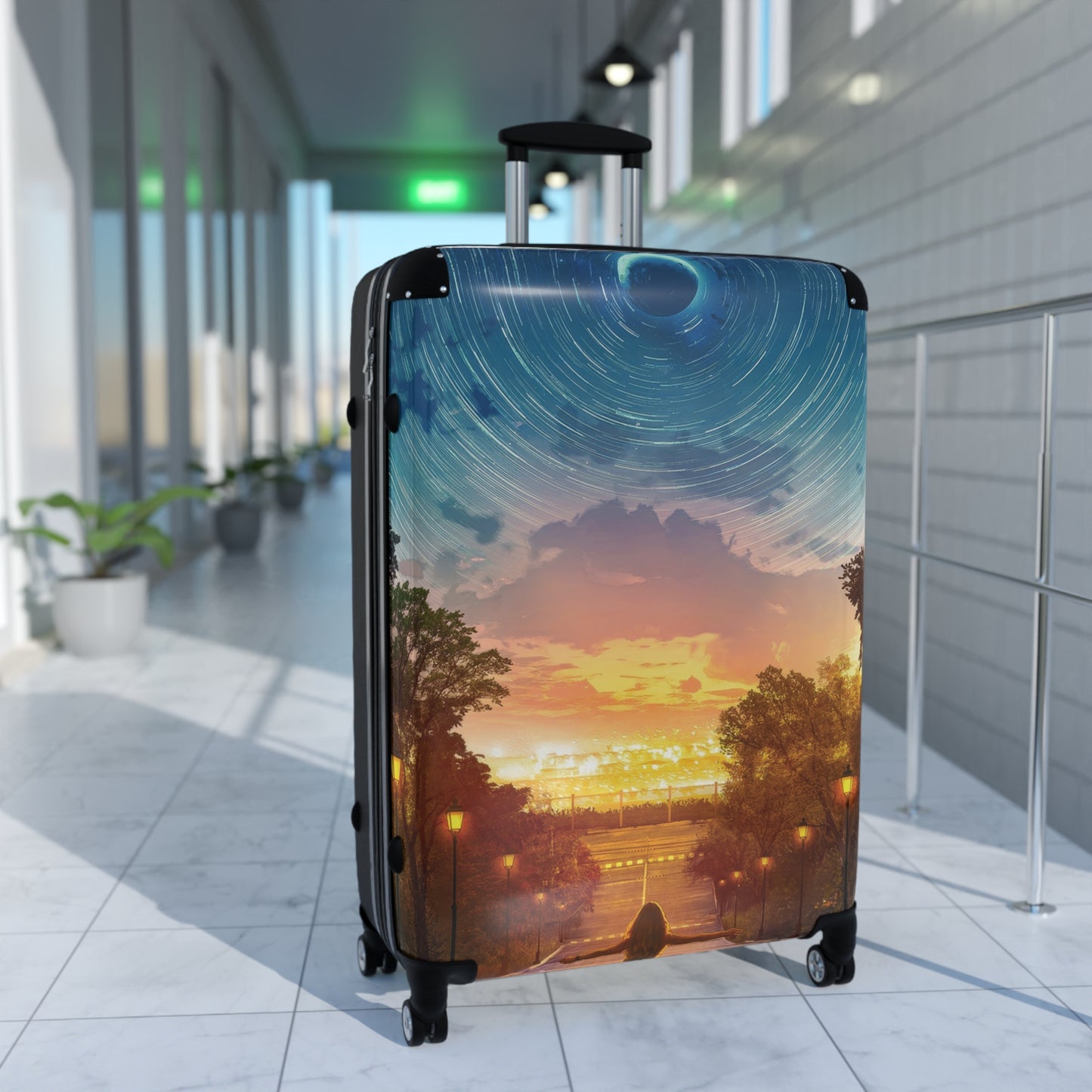 Art Moon Star Trails Carry-On Suitcase - Stylish Luggage for Travelers