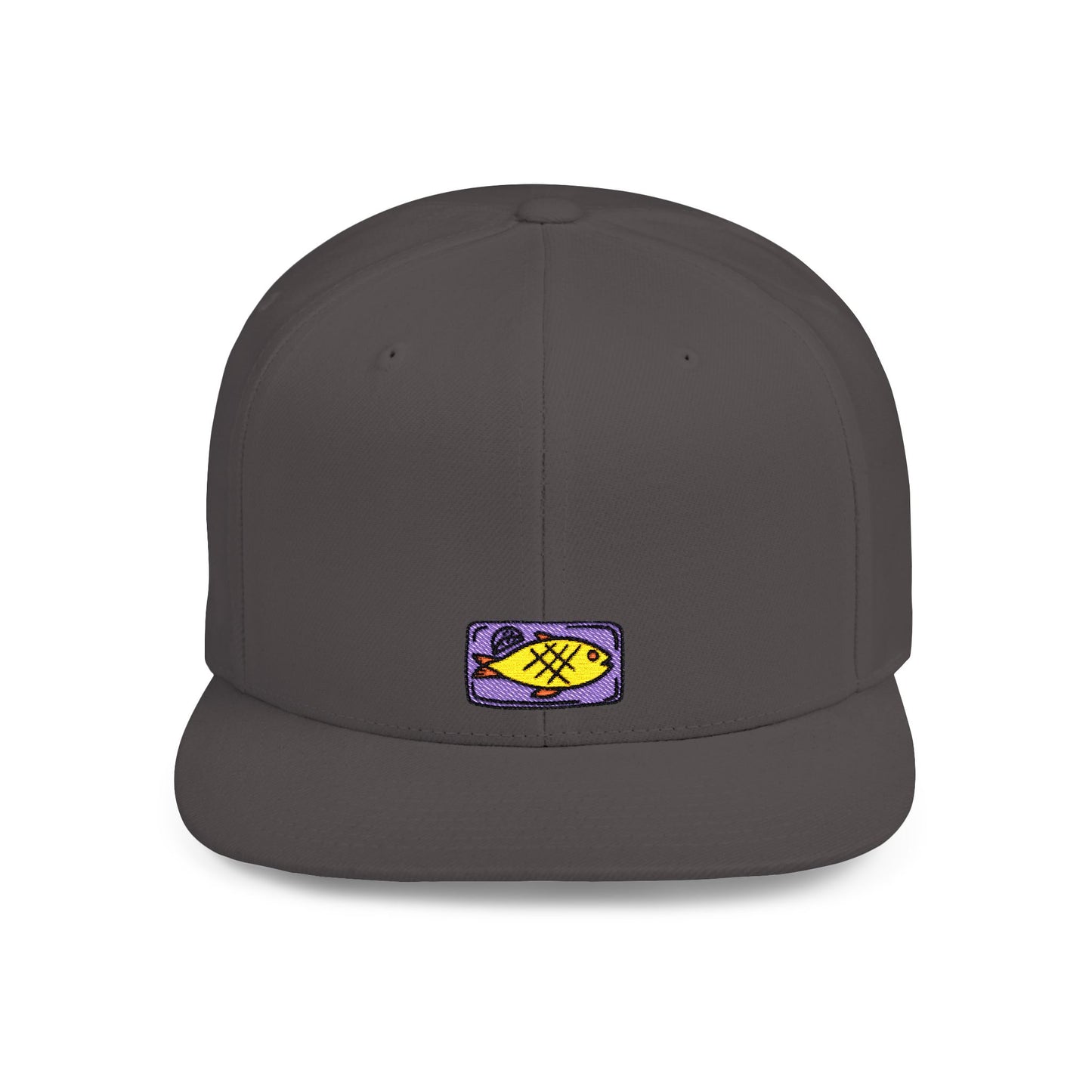 Icons Embroidered Fish Food Flat Bill Snapback – Lightweight, Custom Fit, Premium Quality