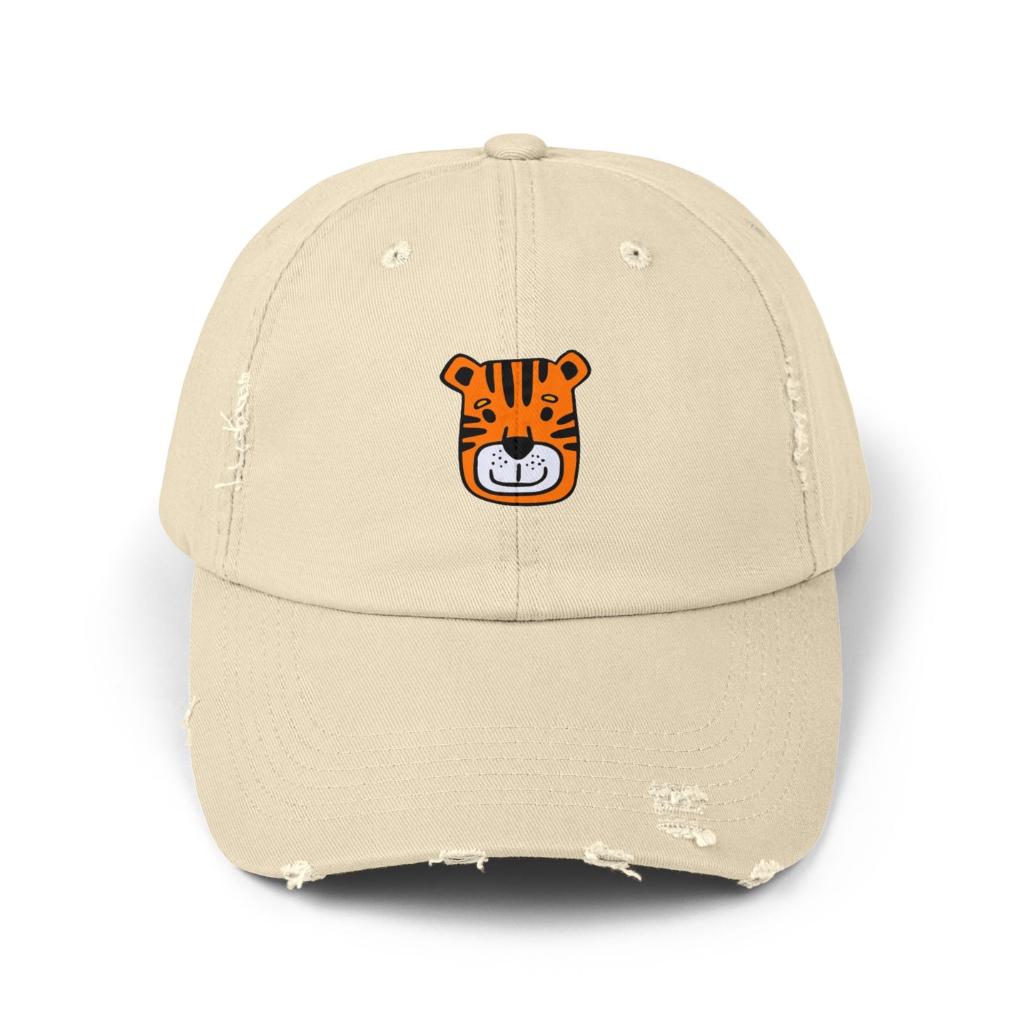 Tiger Orange Vintage Distressed Dad Hat Unisex Adjustable Cotton Twill Baseball Cap for Casual Everyday Wear