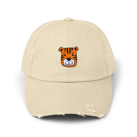 Tiger Orange Vintage Distressed Dad Hat Unisex Adjustable Cotton Twill Baseball Cap for Casual Everyday Wear
