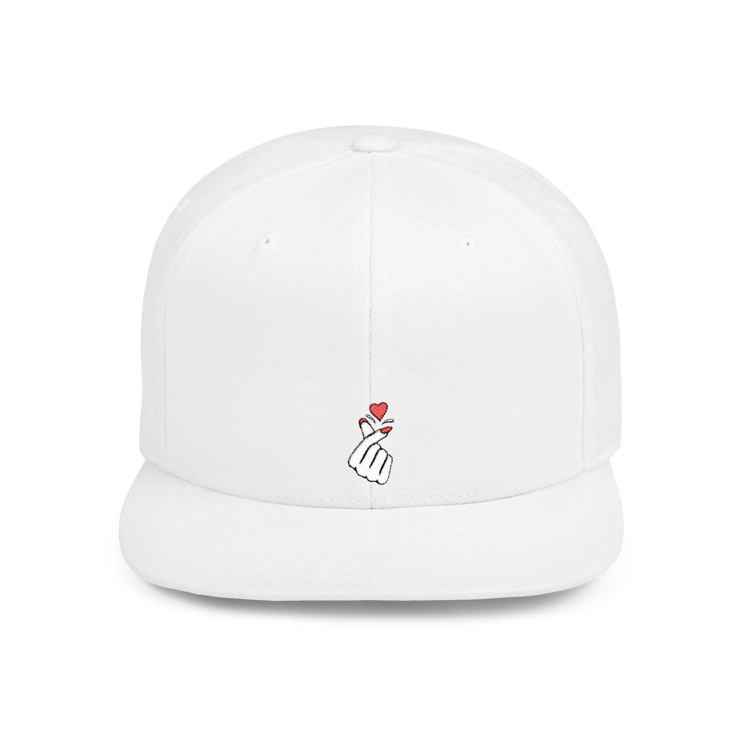 Icons Embroidered Heart Hand Gesture Flat Bill Snapback – Lightweight, Custom Fit, Premium Quality