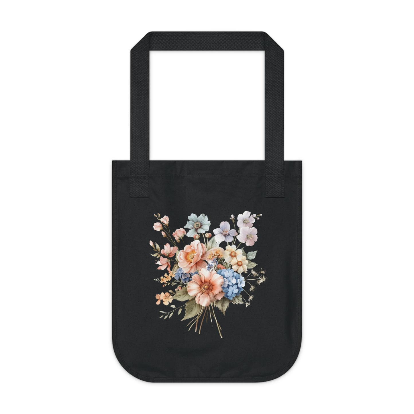 Flowers Pastel Floral Organic Canvas Tote Bag - Eco-Friendly Carryall for Everyday Use