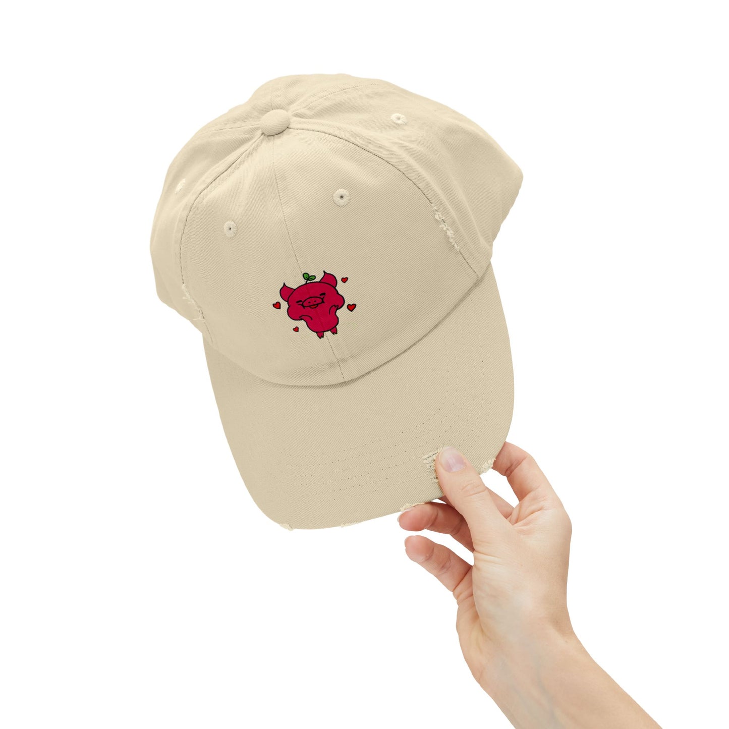 Pig Vintage Distressed Dad Hat Unisex Adjustable Cotton Twill Baseball Cap for Casual Everyday Wear