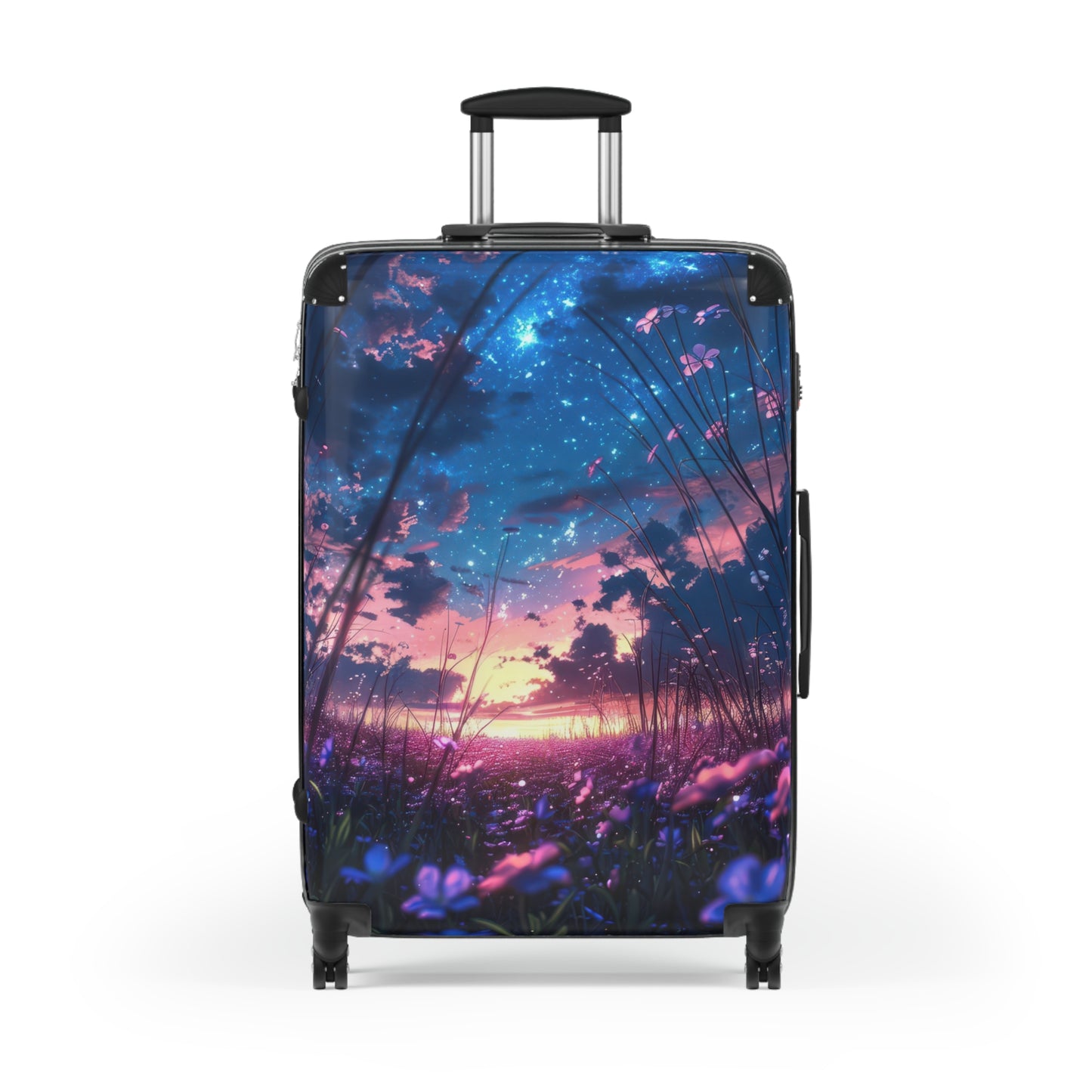 Nature Flowers Floral Vibrant Twilight Scene Art Carry-On Suitcase - Stylish Luggage for Travelers