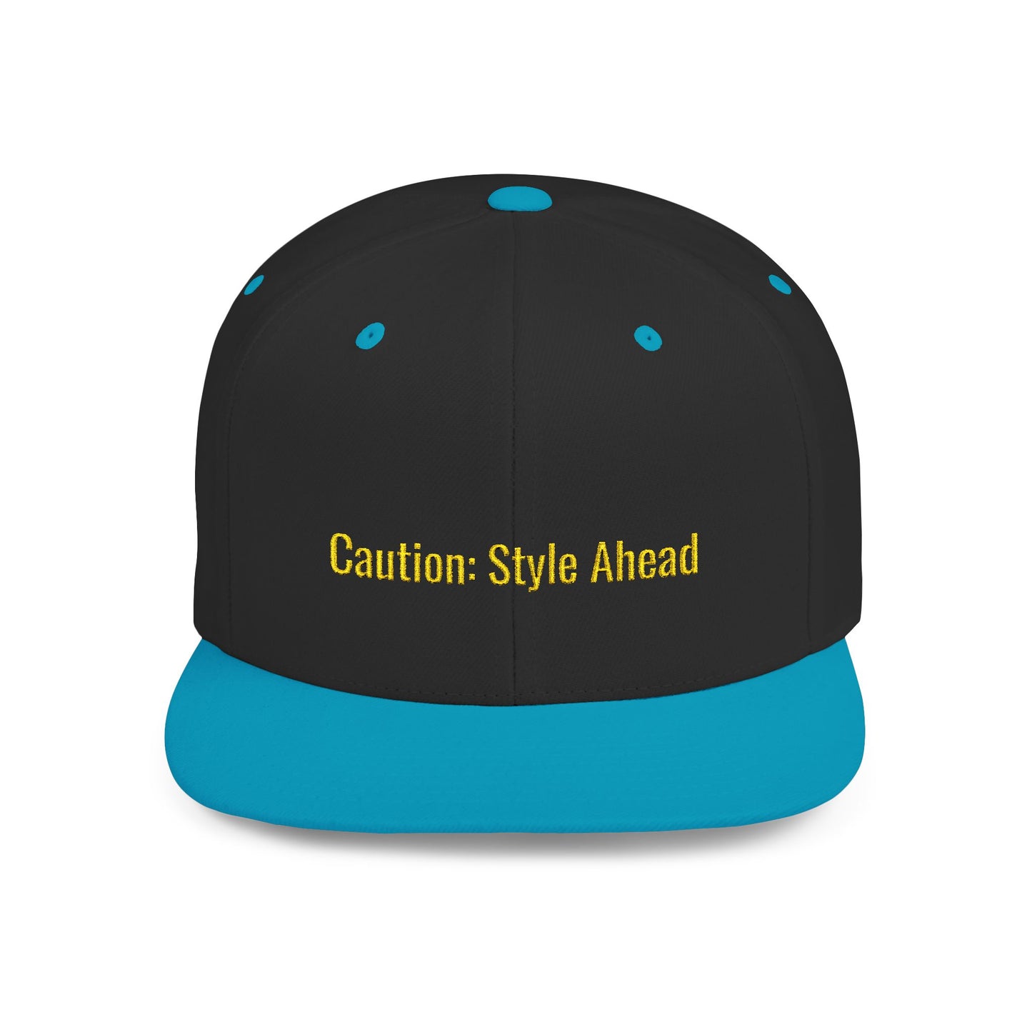 Text Caution Style Ahead Flat Bill Snapback – Lightweight, Custom Fit, Premium Quality