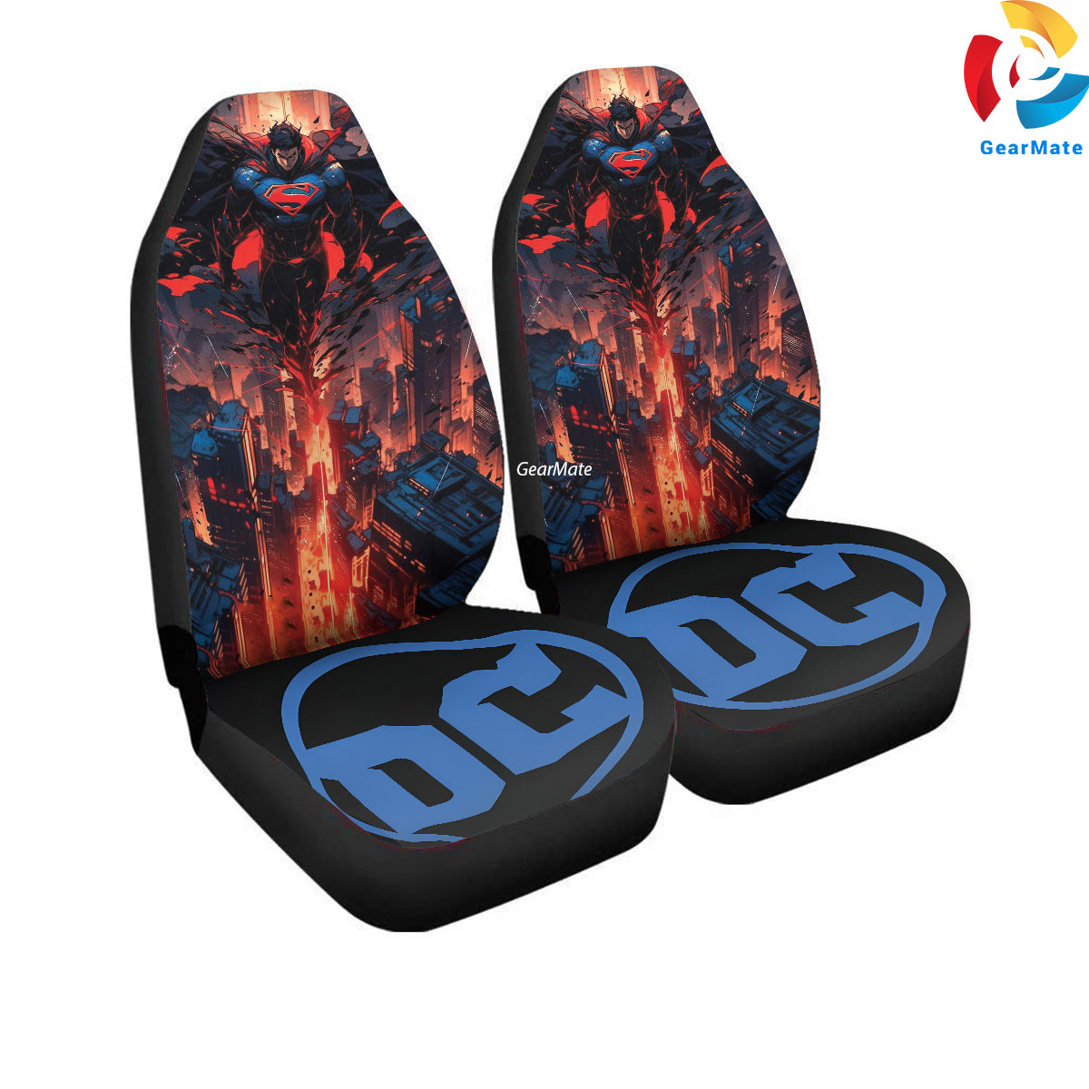 DC Superman Flying Car Seat Covers – High Quality Graphic and Polar Fleece Protector Set