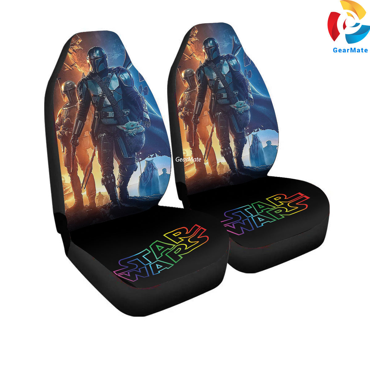 The Mandolarian Car Seat Covers – High Quality Graphic and Polar Fleece Protector Set